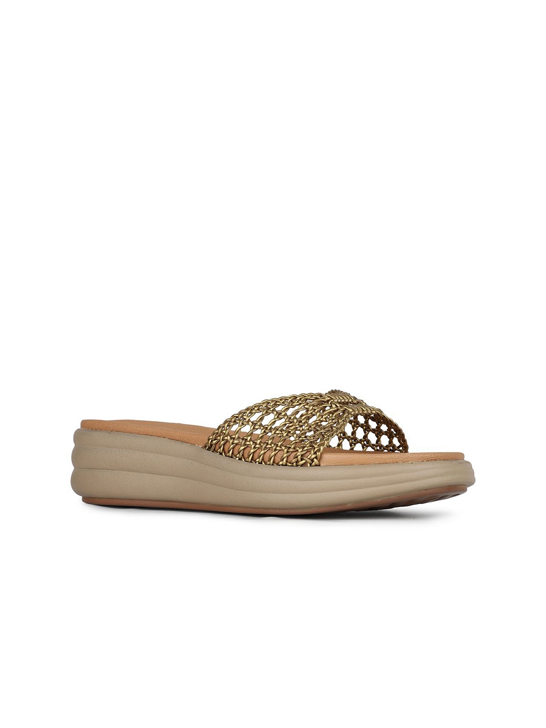 

Inc 5 Women Embellished Ethnic Open Toe Flats, Gold
