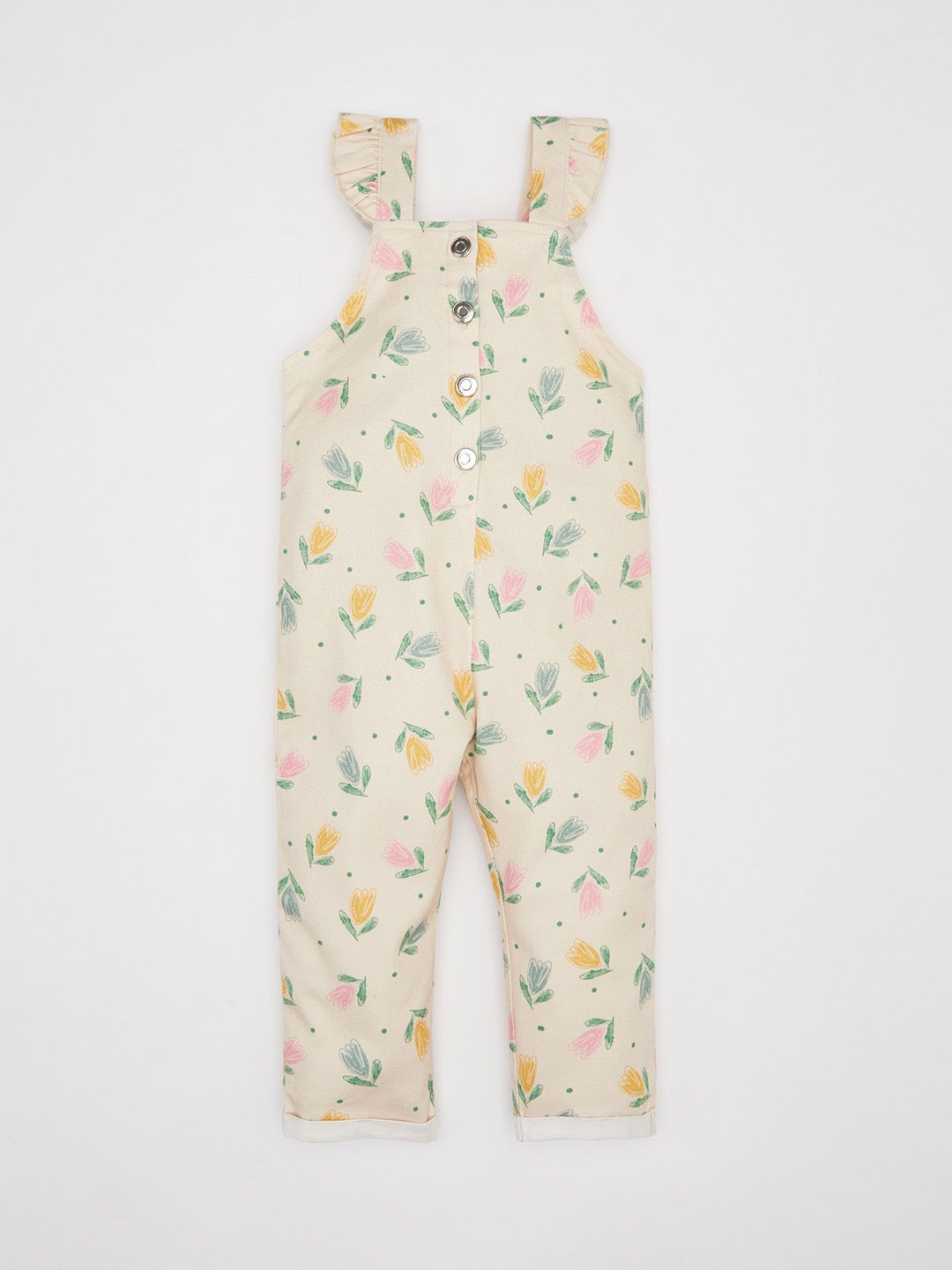 

DeFacto Girls Printed Basic Jumpsuit, Cream