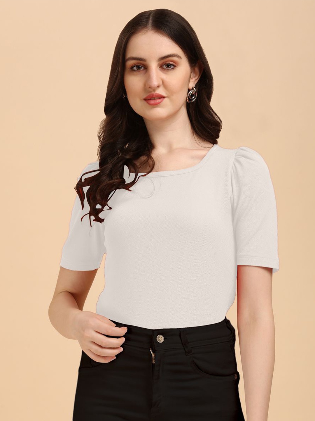 

CORSICA Puff Sleeves Regular Top, White