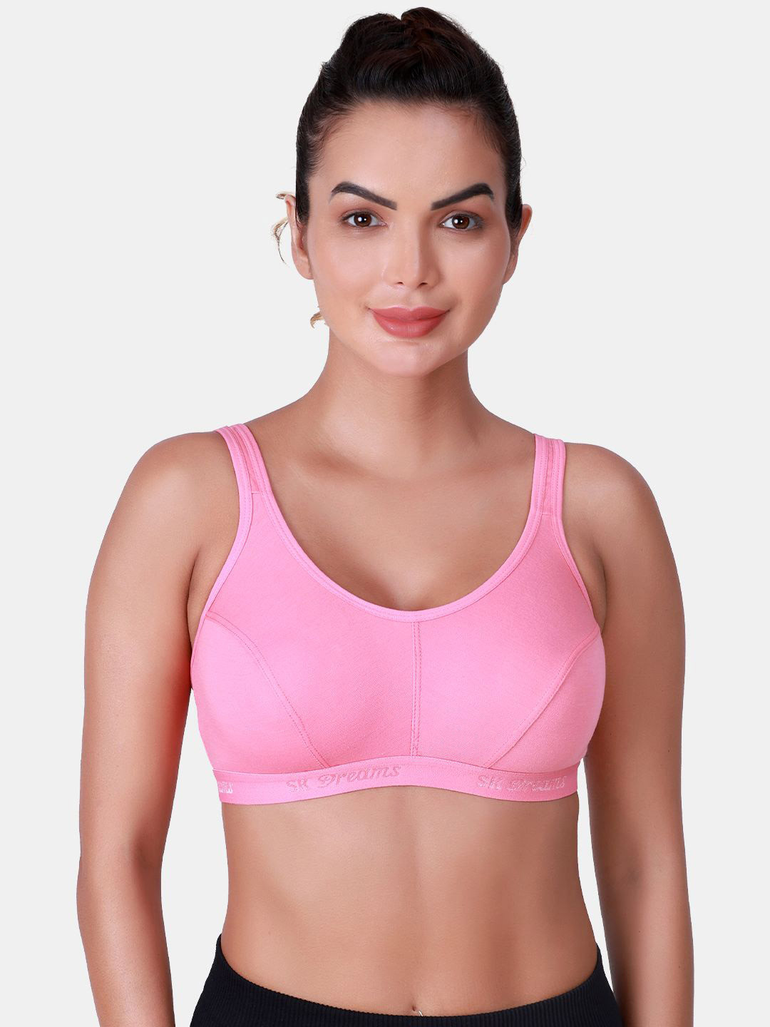 

SKDREAMS Women Cut and Sew Full Coverage Cotton Workout Bra, Rose