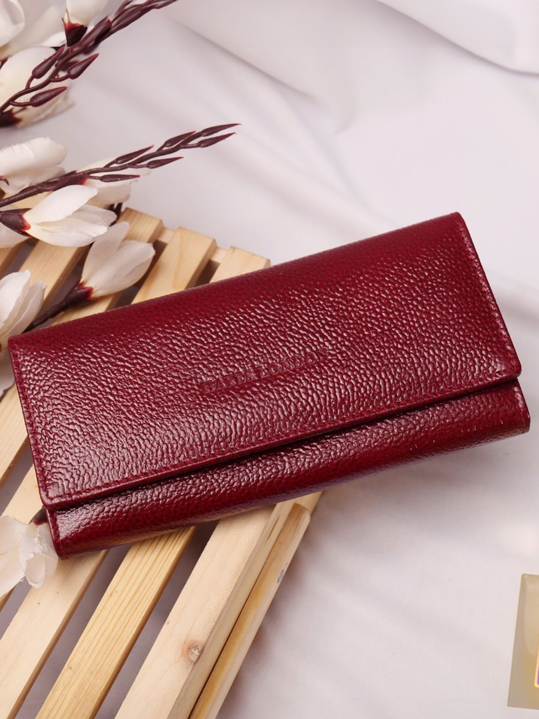 

HAYES LONDON Textured Pure Leather Clutch, Brown