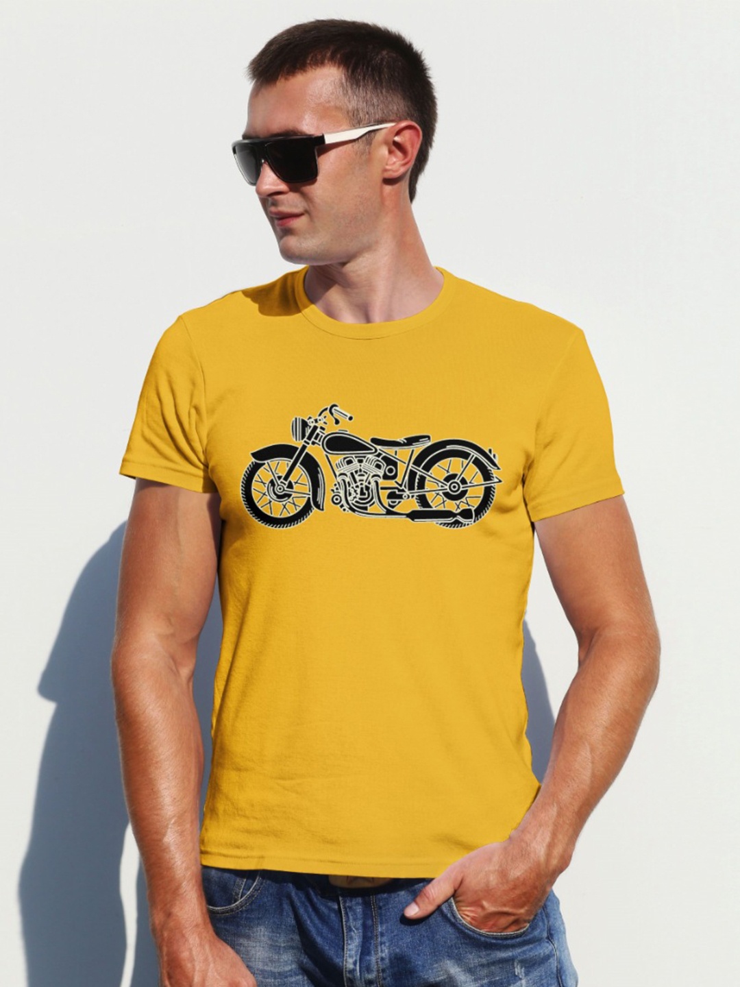 

Moda Rapido Men Graphic Printed Round Neck Cotton T-shirt, Yellow