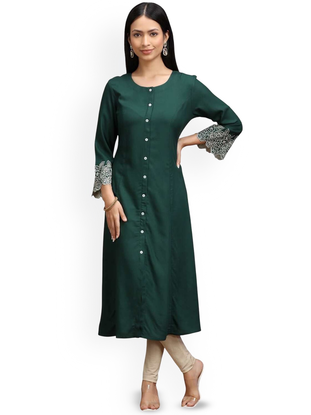 

COTTON CULTURE Women Kurta, Green