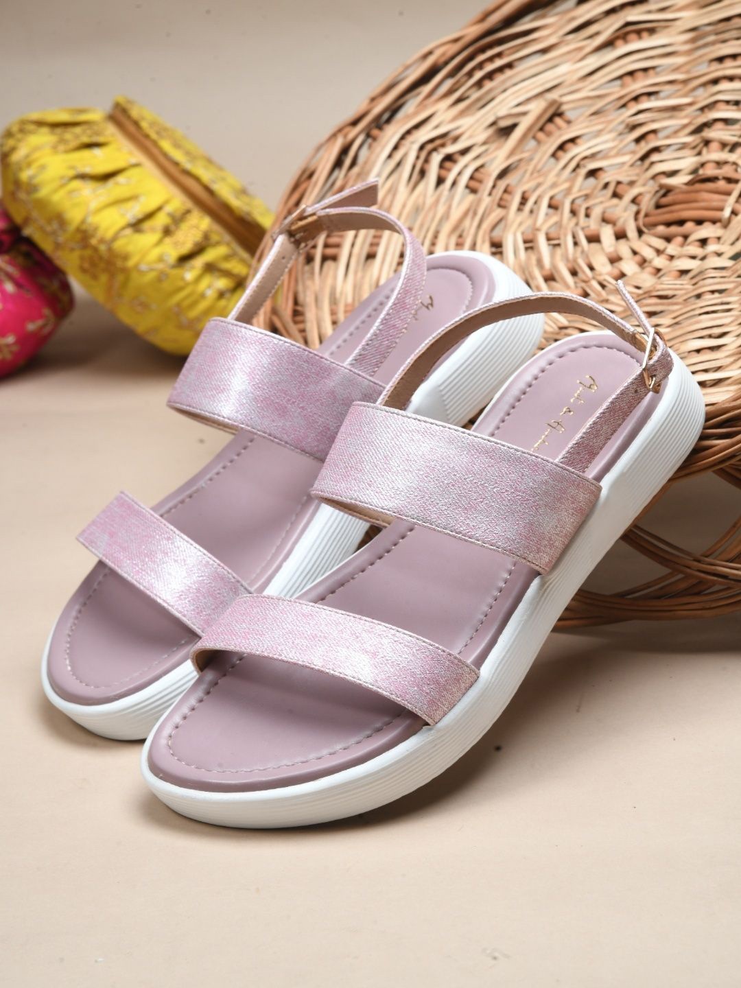 

Mast & Harbour Women Open Toe Flats, Pink