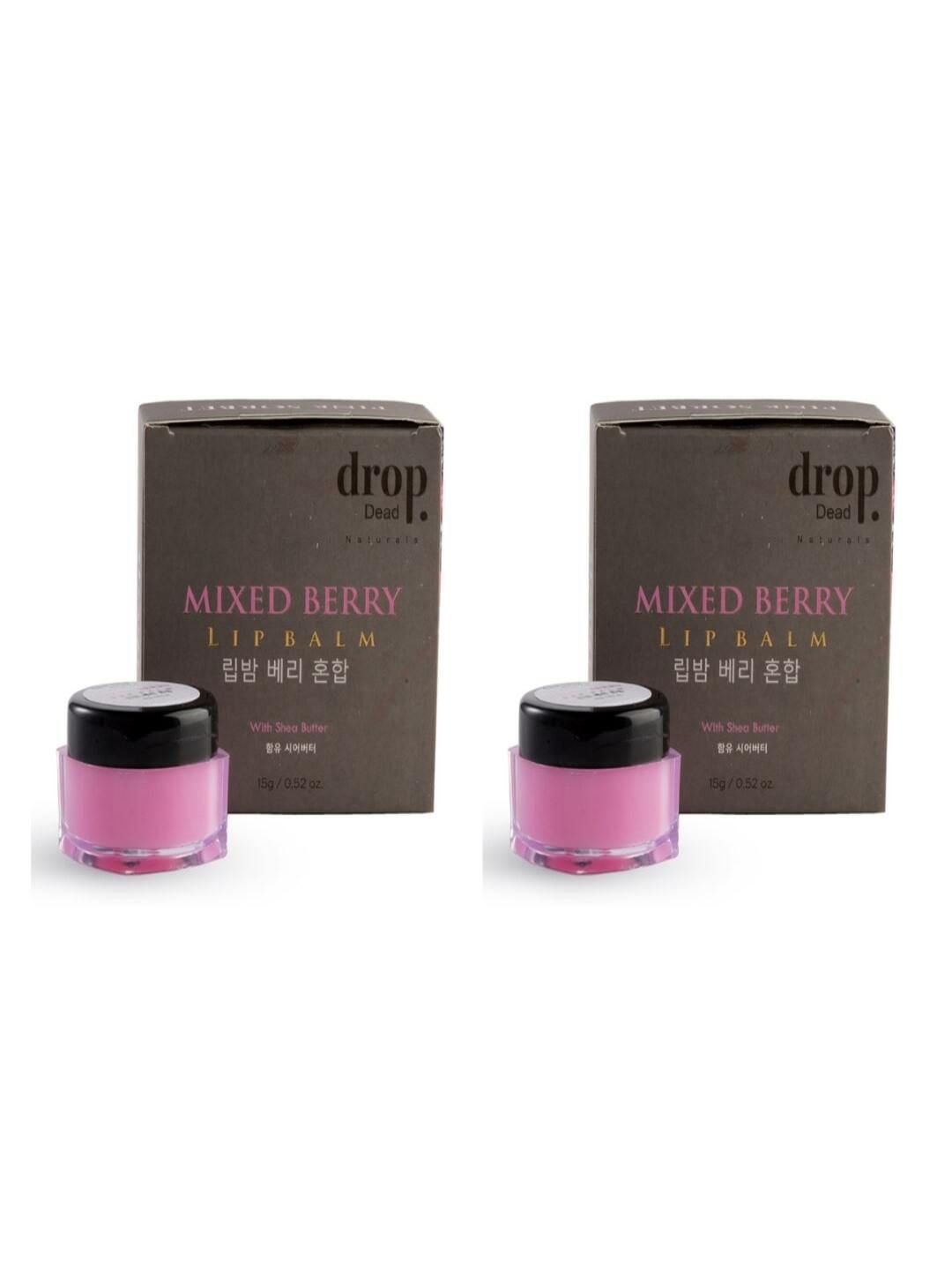 

DropDead Naturals Set of 2 Long Lasting Mixed Berry Lip Balm - 15 g Each, Pink