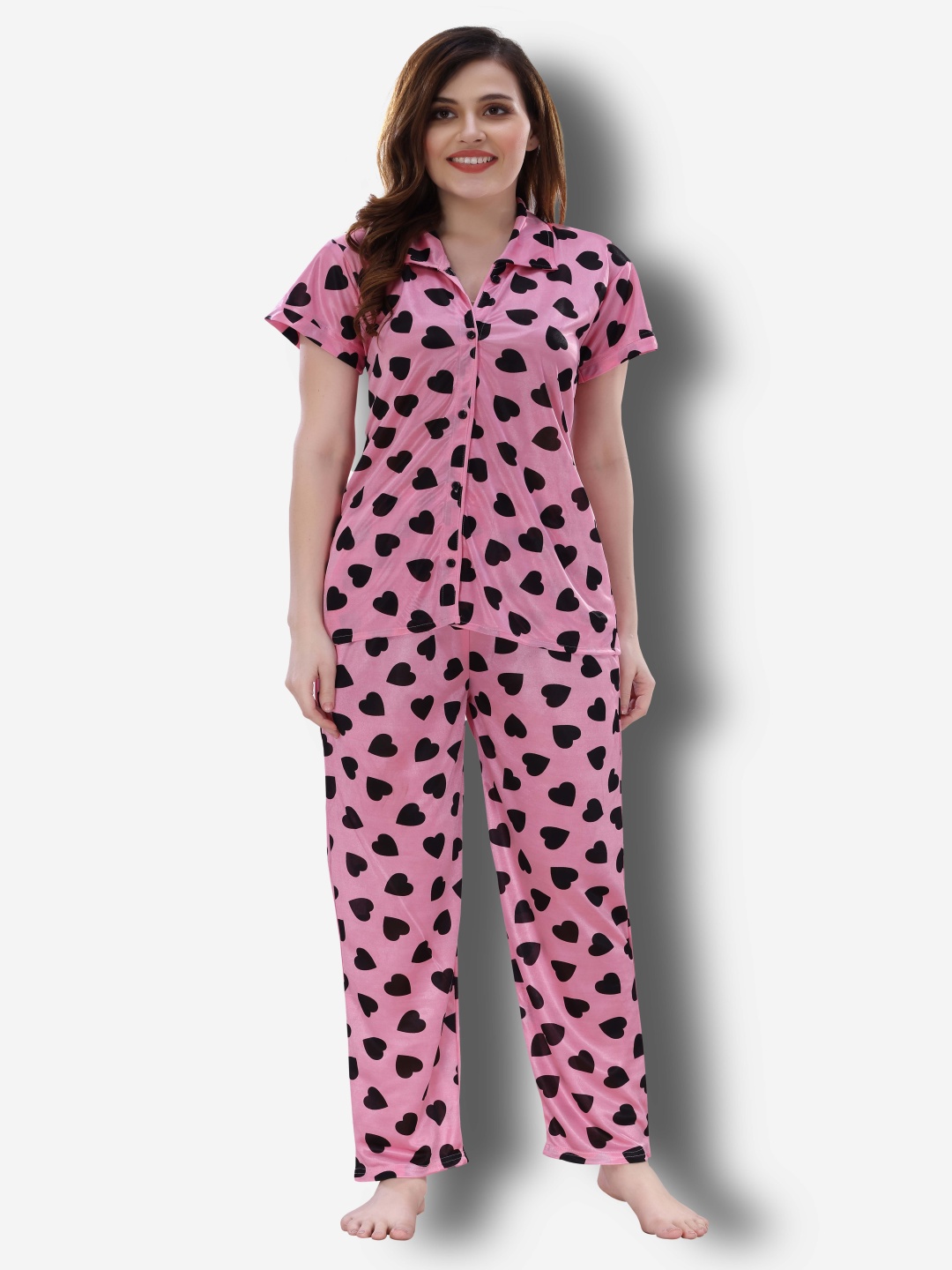 

Dreambe Women Printed Night suit, Pink