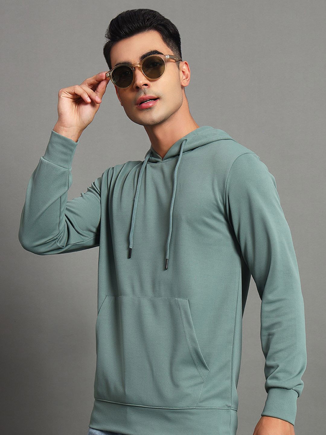 

SIMPLE SOLUTION Men Hooded Sweatshirt, Sea green