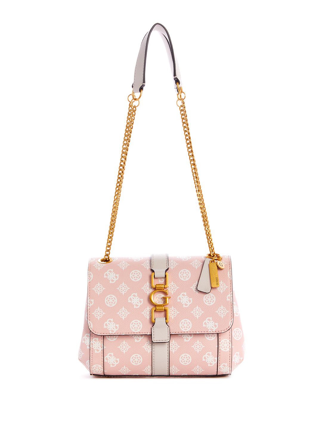 

GUESS Printed PU Structured Shoulder Bag with Quilted, Pink