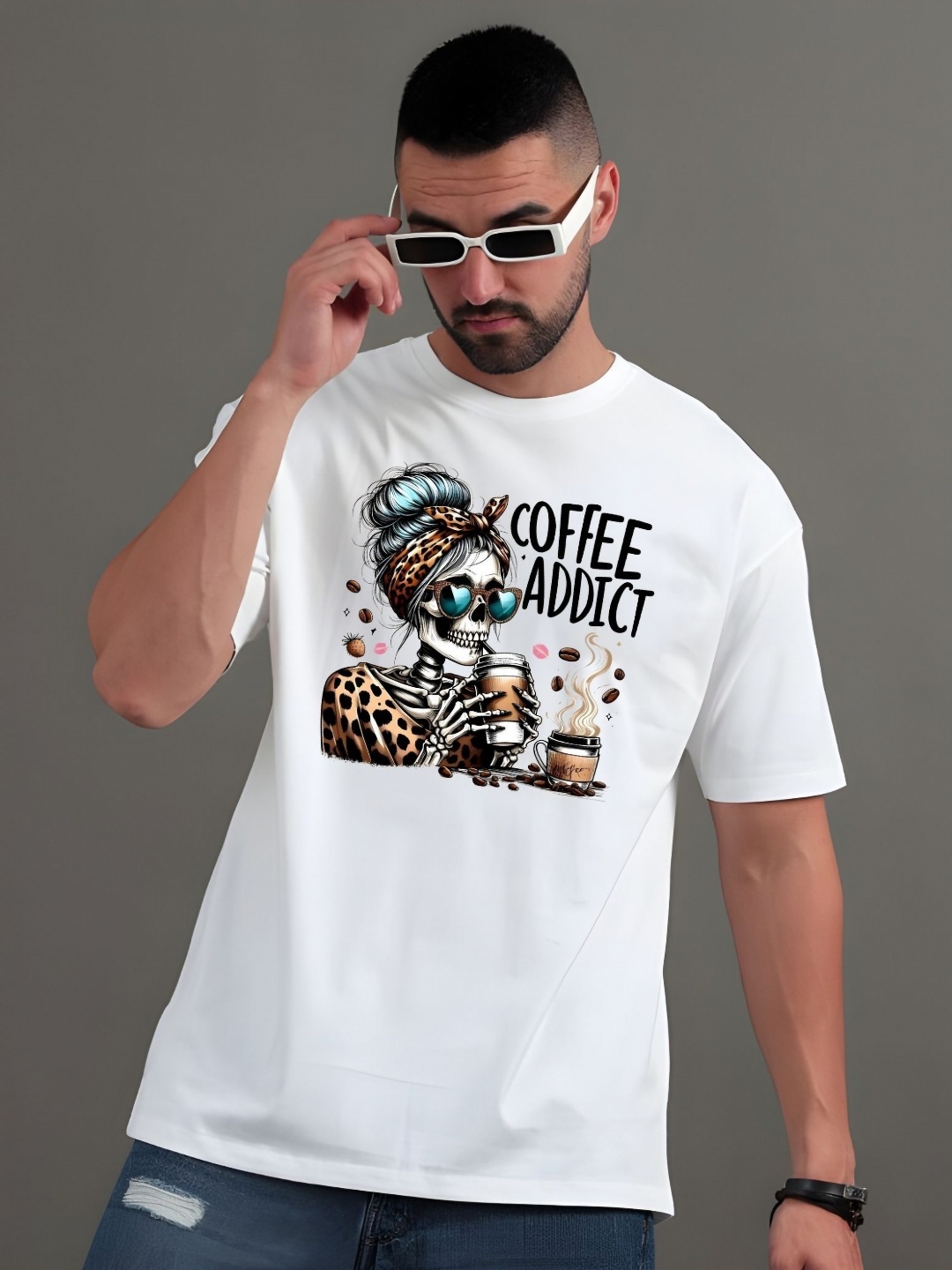 

SZN Men Graphic Printed Round Neck Cotton T-shirt, White