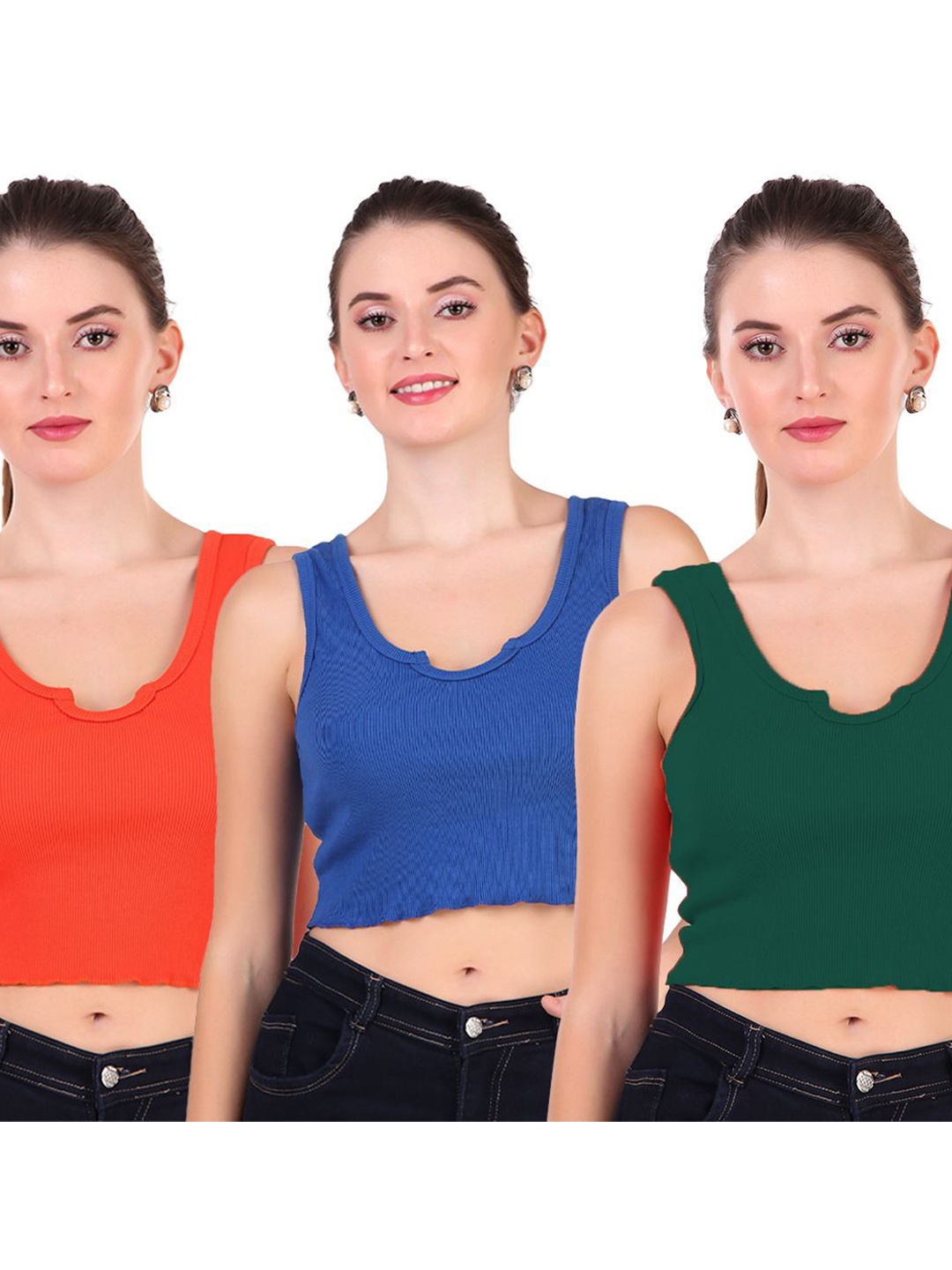 

Moda Rapido Pack Of 3 Tank Crop Top, Orange