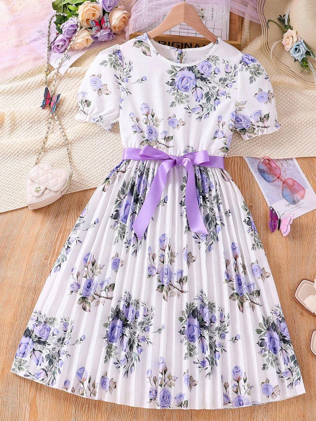 

BAESD Girls Floral Print Fit & Flare Maxi Dress, Purple
