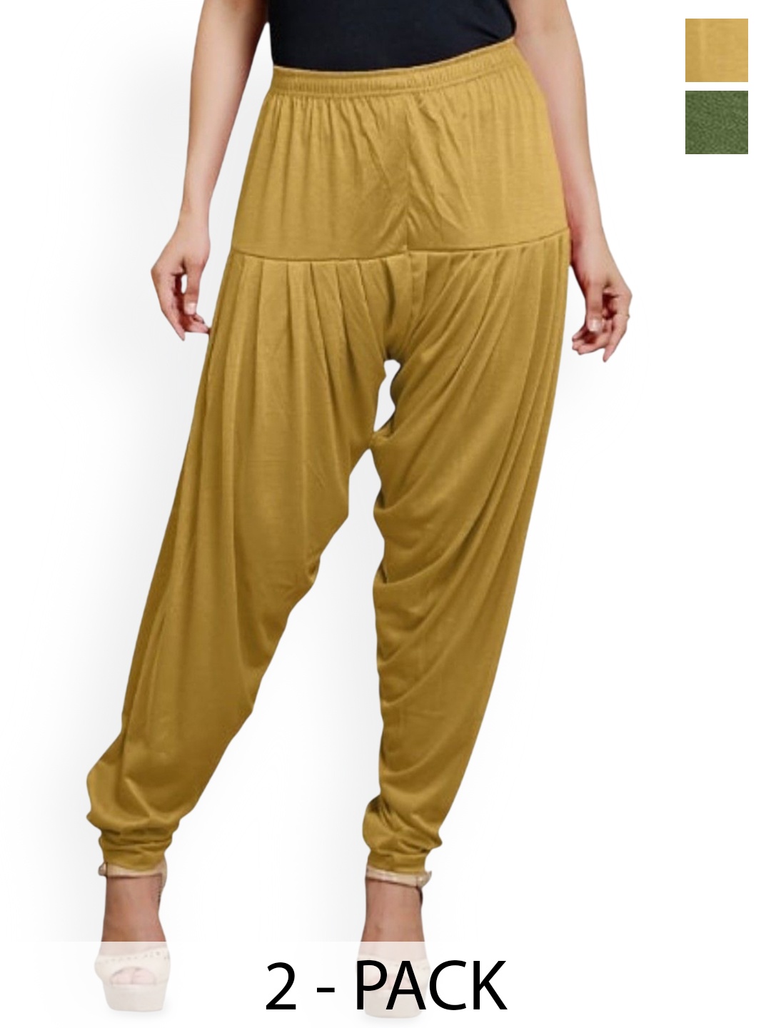 

AFRA GARMENTS Women Pack Of 2 Mid-Rise Loose-Fit Patiala, Green