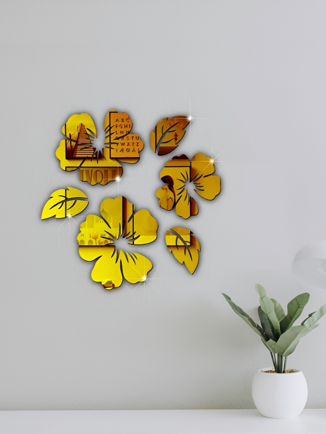 

VAH Kya Bat Hai !! Gold-Toned 6 Pieces Acrylic Mirror Wall Stickers