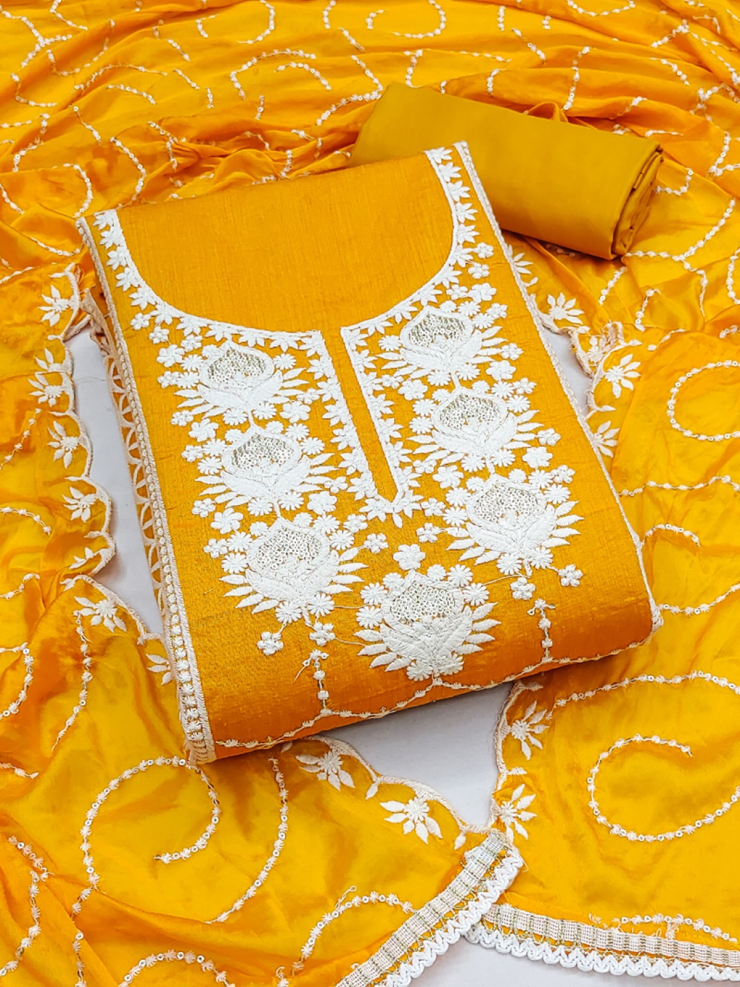 

ASISA Sequined Embellished Unstitched Dress Material, Yellow