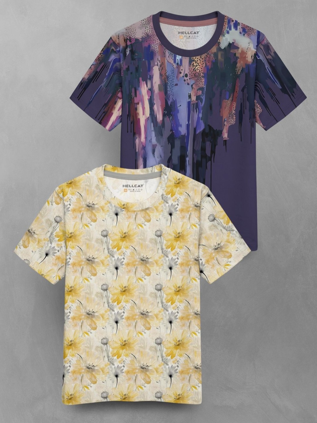 

HELLCAT Boys Pack Of 2 Floral Printed Round Neck T-shirts, White