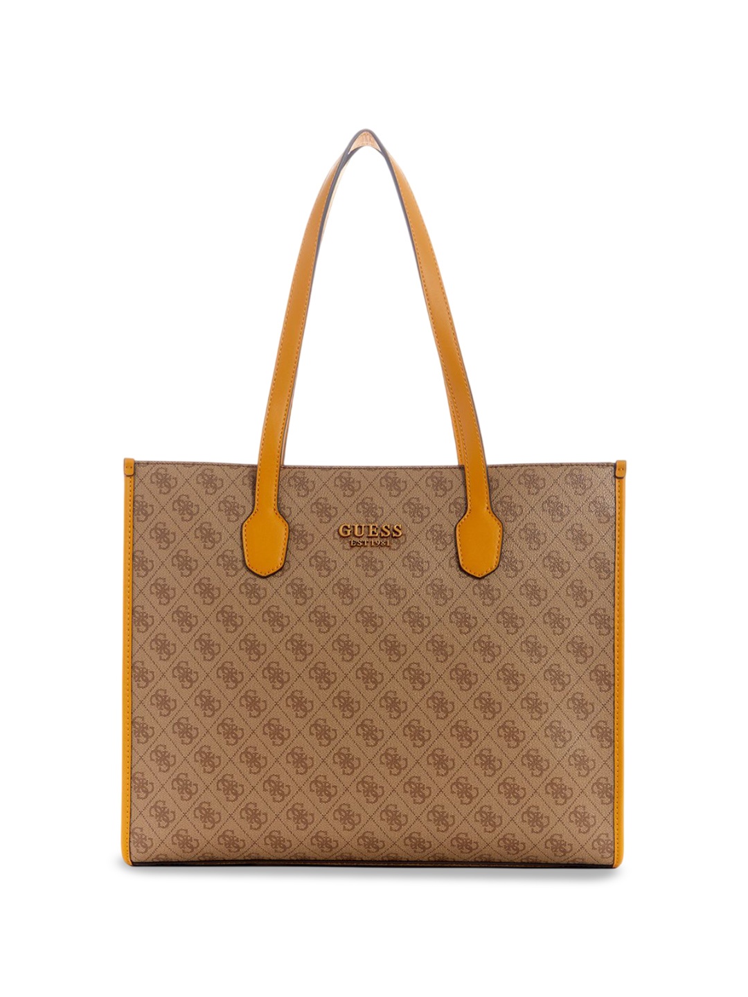

GUESS Printed PU Structured Tote Bag, Brown
