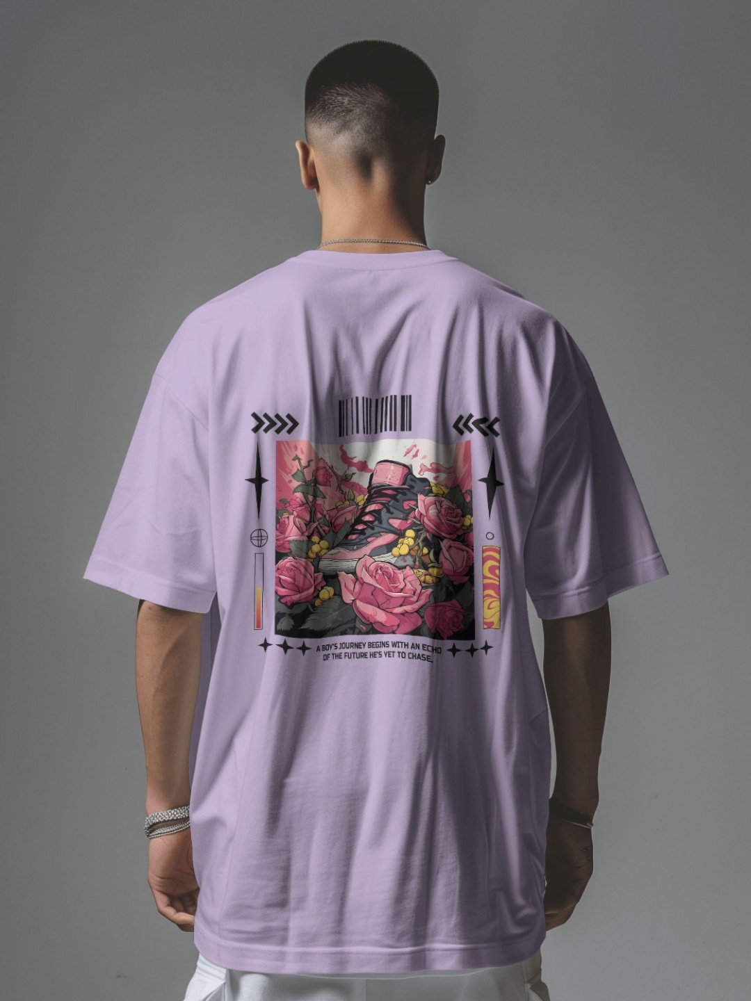 

C CALOYA Men Printed Applique T-shirt, Lavender