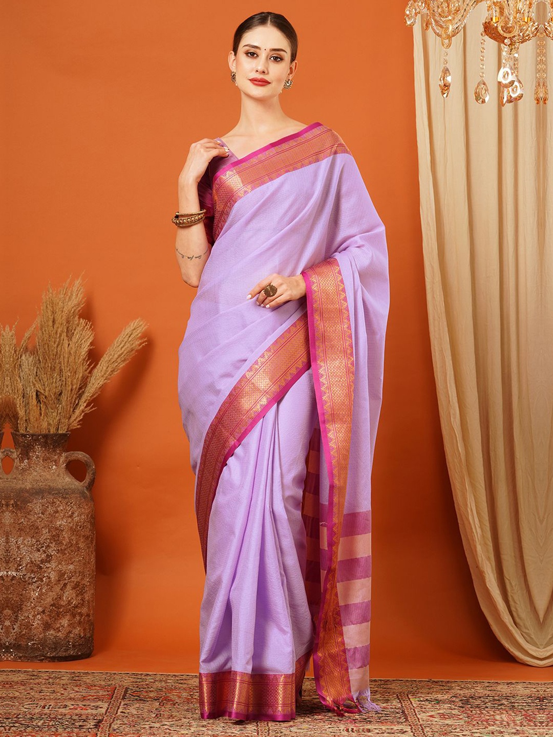 

DIVASTRI Woven Design Zari Pure Mysore Silk Saree, Purple