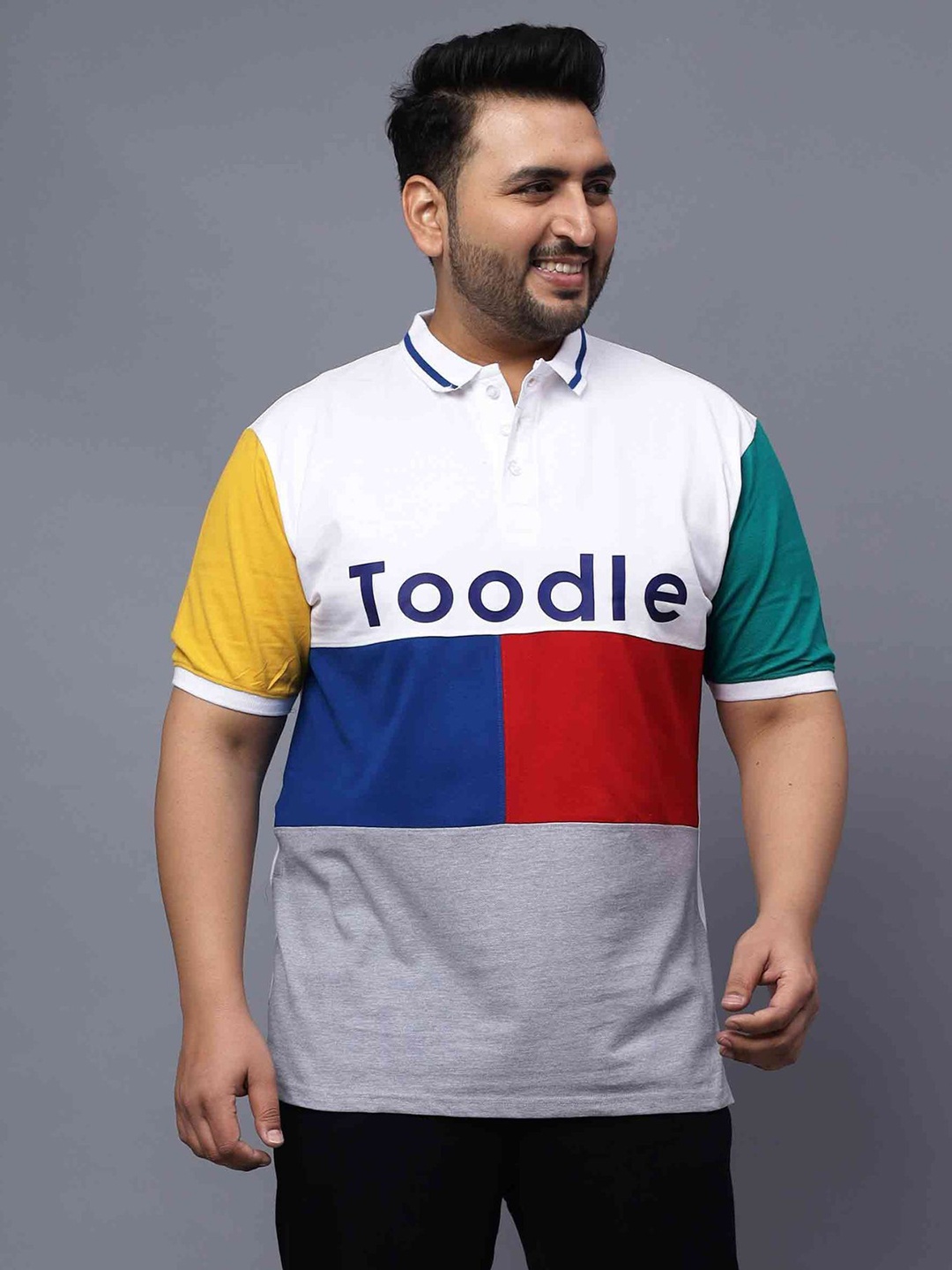 

Toodle Plus Plus Size Polo Collar Pure Cotton T-Shirt, White