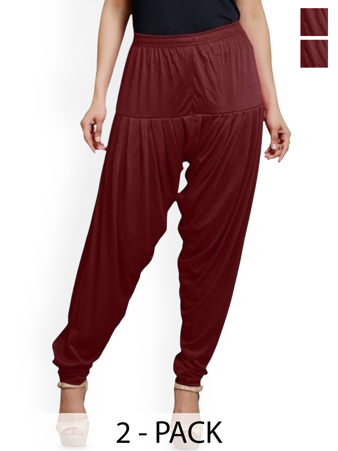 

AFRA GARMENTS Women Pack Of 2 Mid Rise Loose Fit Patiala, Maroon