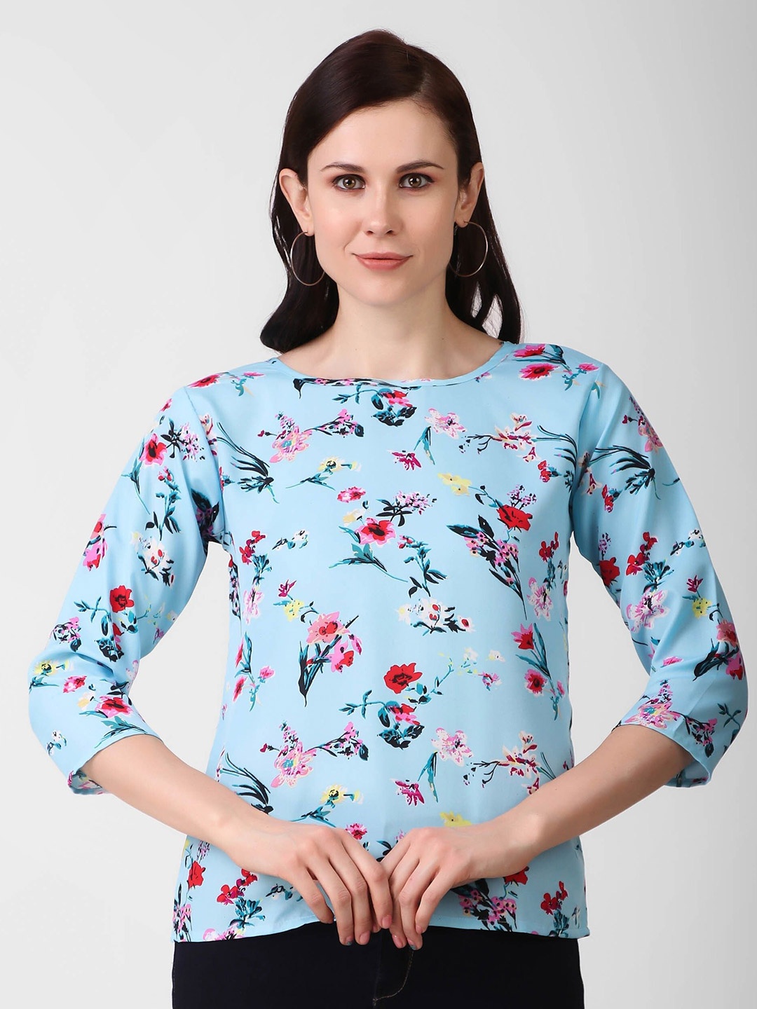 

KASHIAN Women Floral Printed Top, Blue