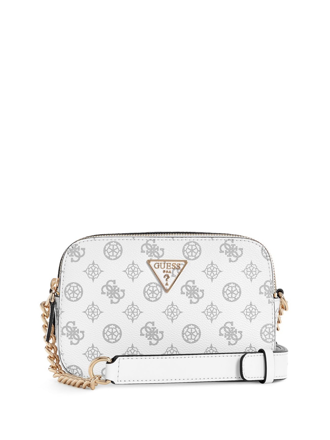 

GUESS Women Brand Logo Printed Structured Shoulder Bag, White