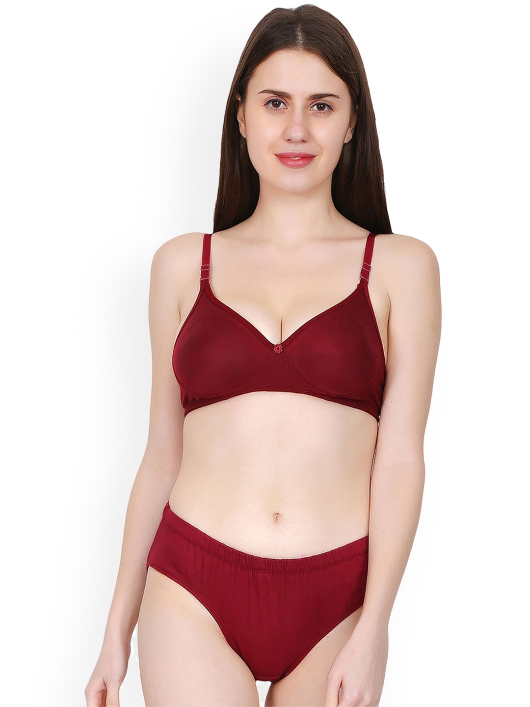 

chia fashions Women Full Coverage Padded Cups Lingerie Set, Maroon