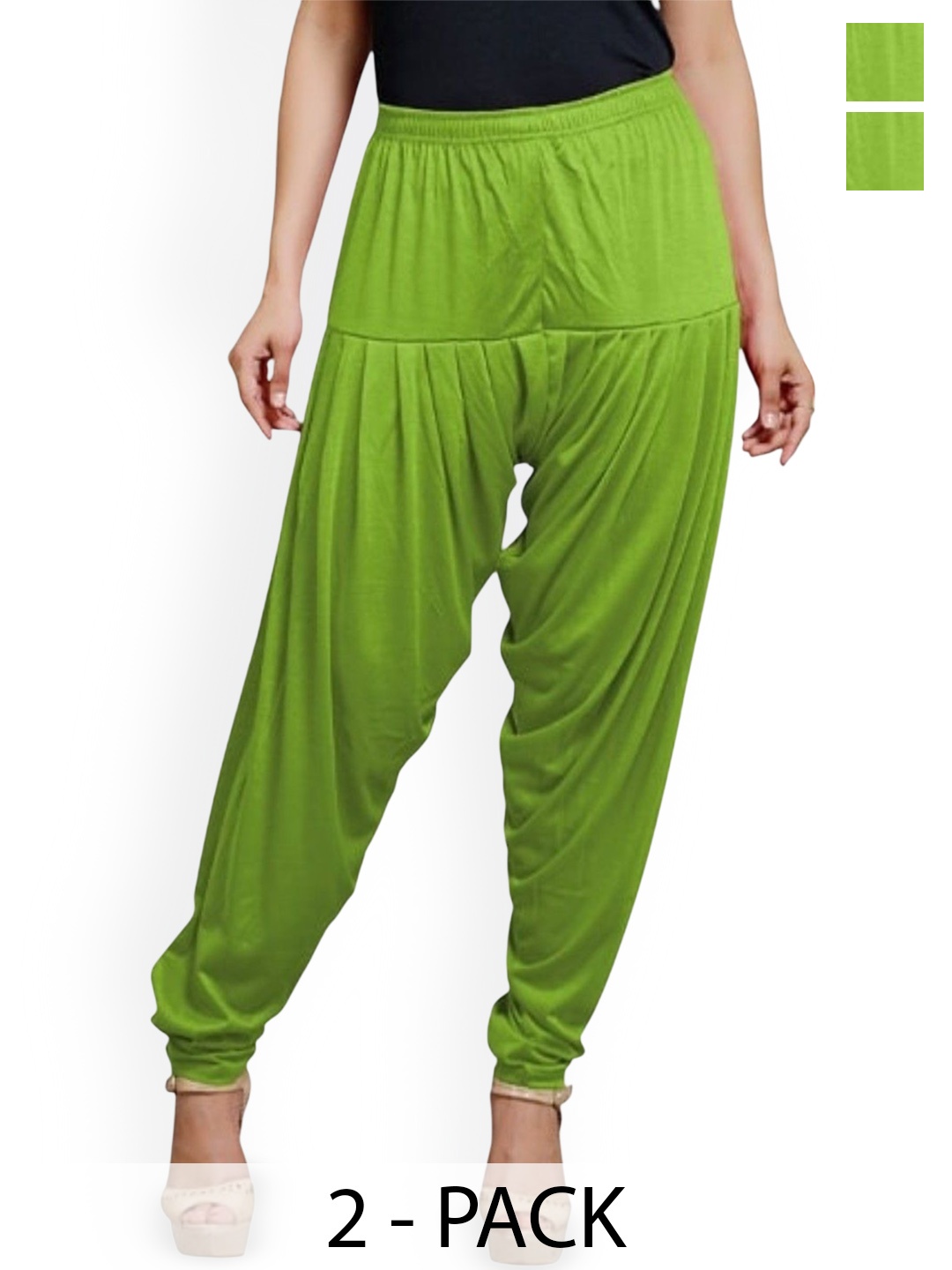 

AFRA GARMENTS Women Pack of 2 Mid-Rise Patiala, Green