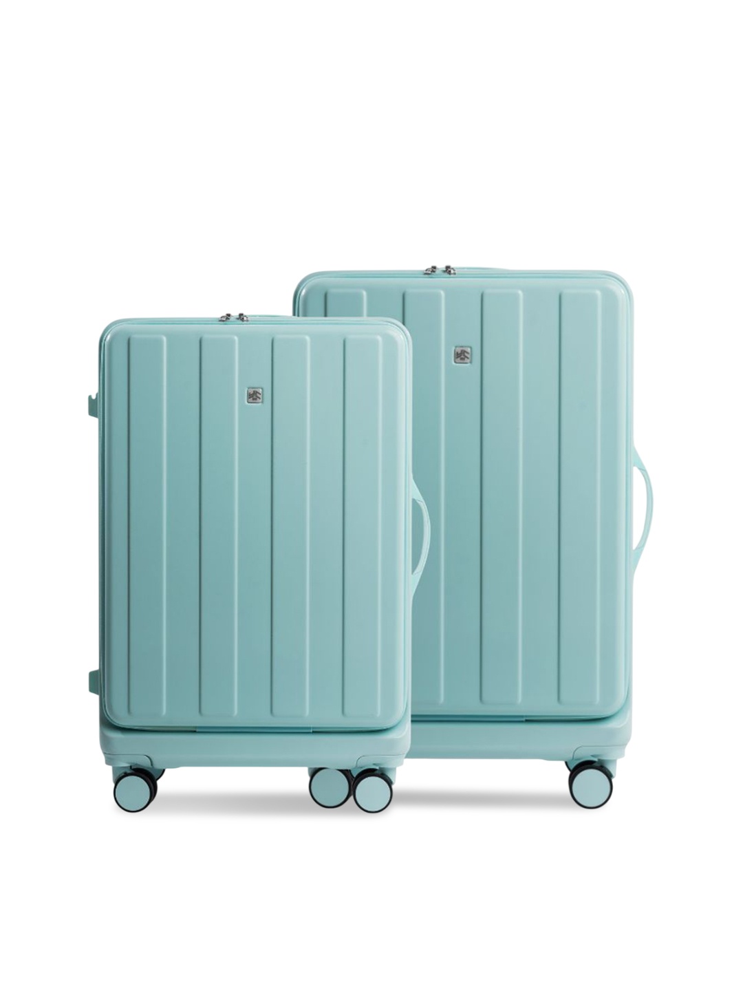 

PYB Voyage Set Of 2 Textured Hard-Sided Trolley Bags, Turquoise blue