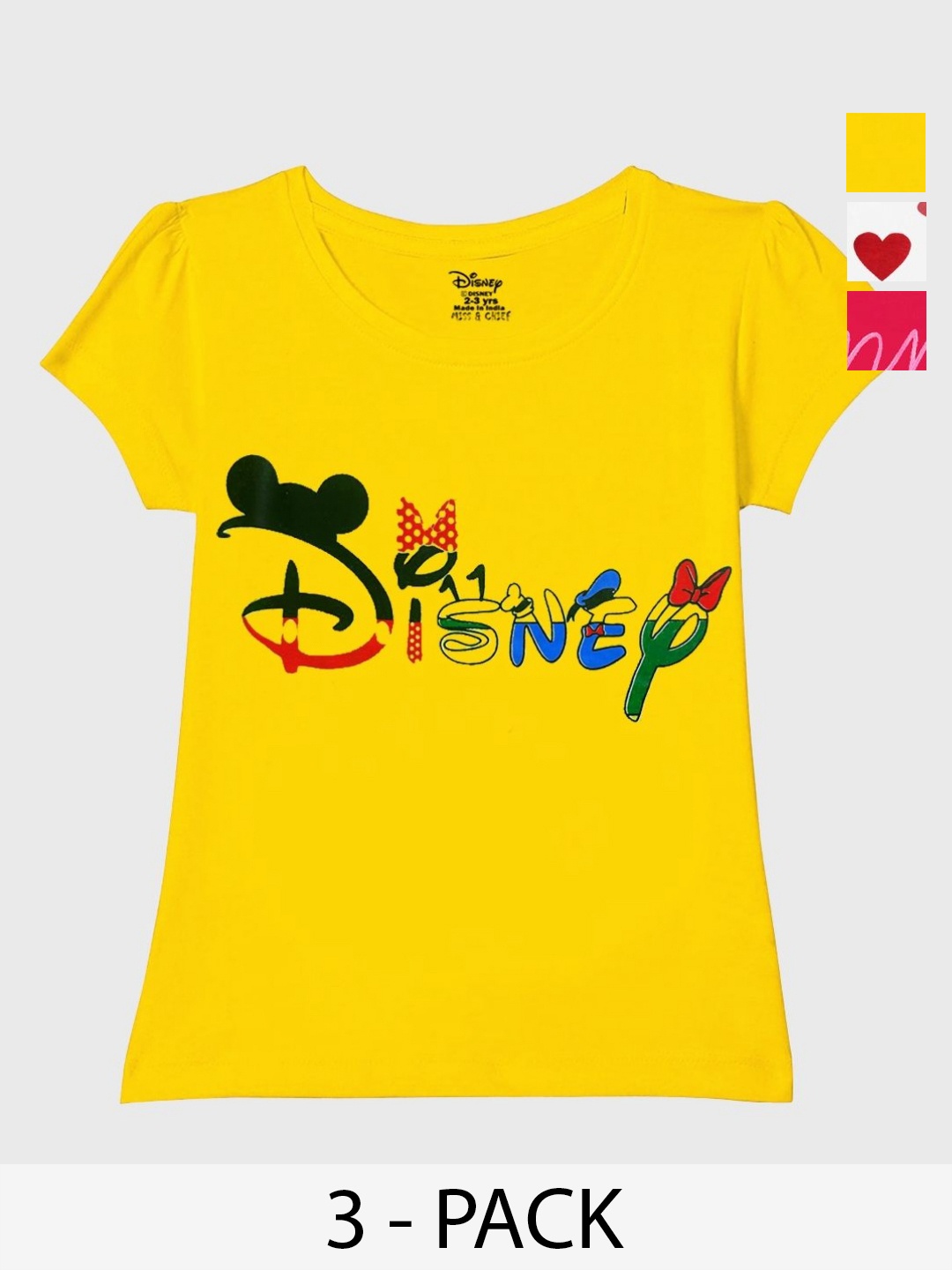 

Disney By Miss and Chief Girls 3 Printed Applique T-shirt, Multi