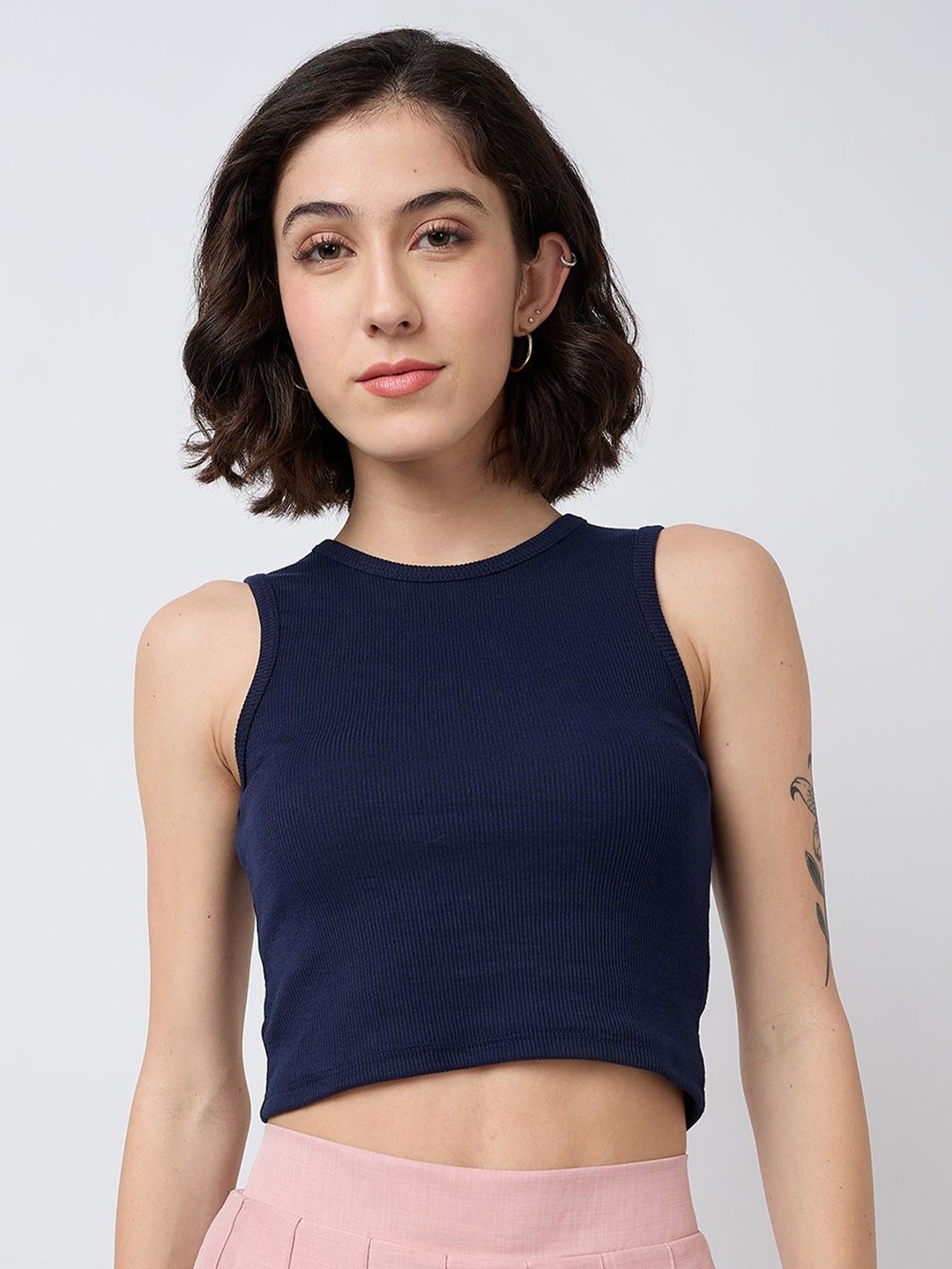 

SZN Navy Blue Crop Top