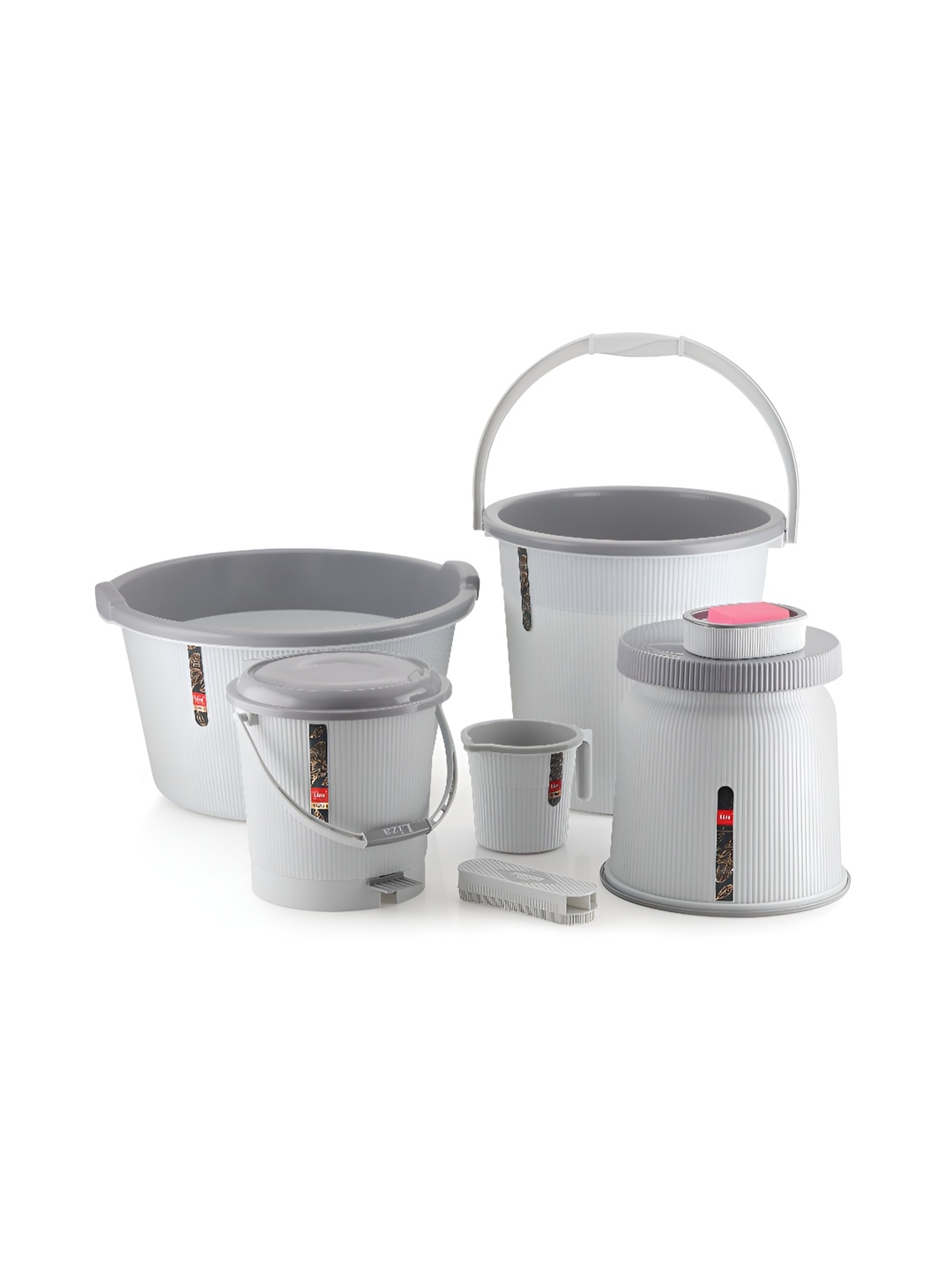 

NABHYA Jumbo Grey 7 Pieces Textured Matte Bath Accessories Set