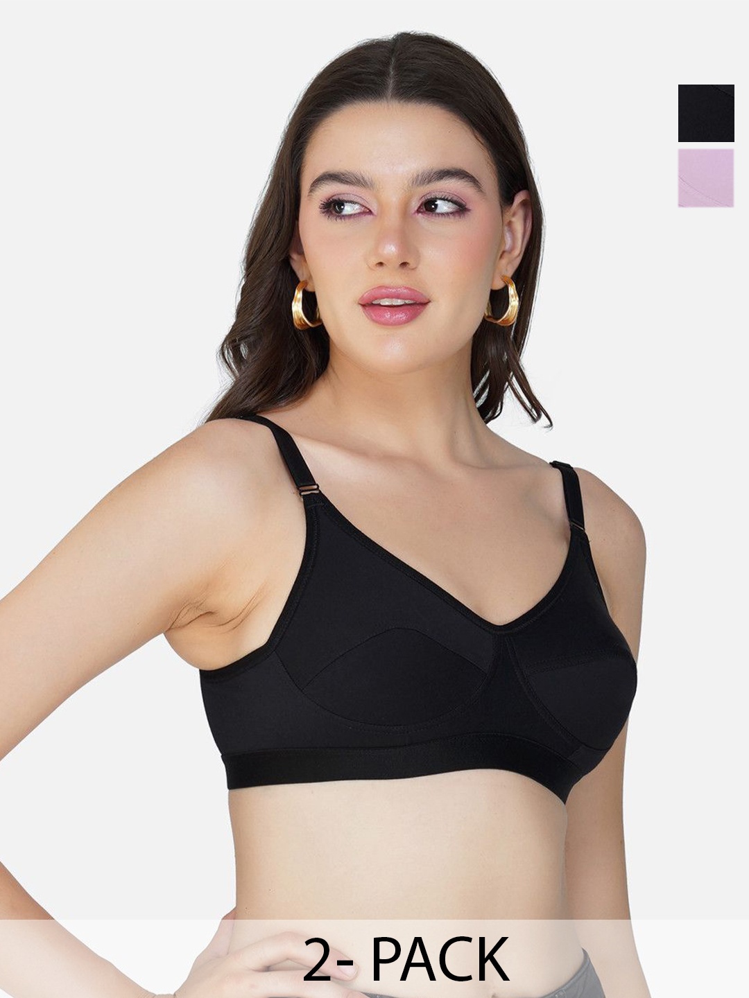 

Teenager Women Breathable Fabric Seamless Proper Fit All Day Comfort Everyday Bra, Black