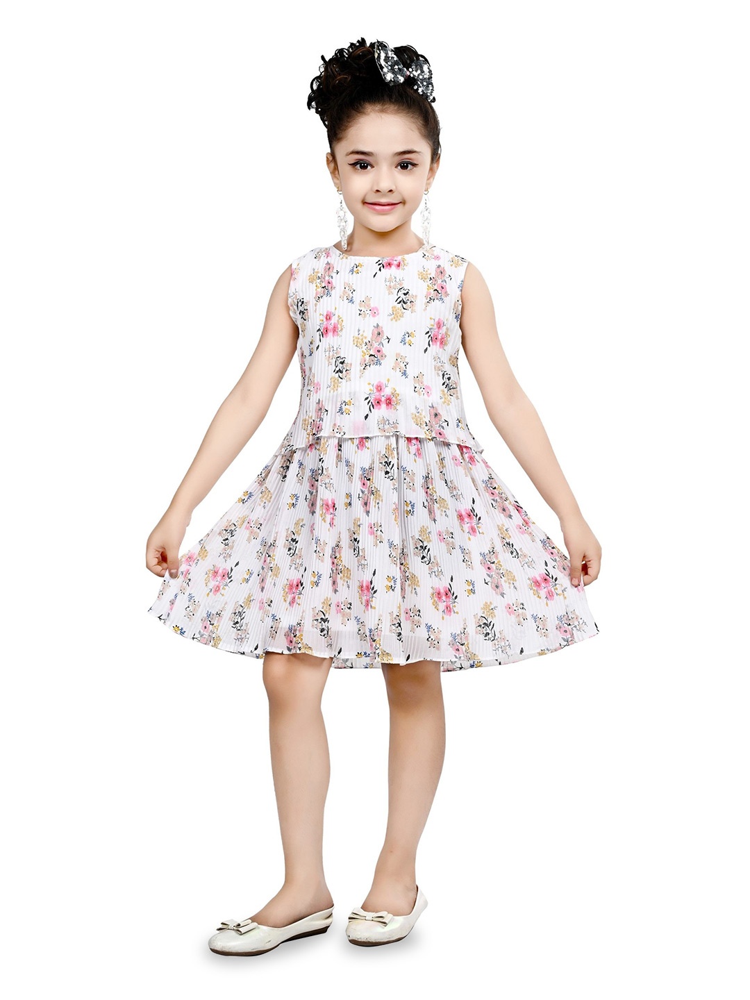 

Miss & Chief Floral Print Georgette Fit & Flare Dress, White