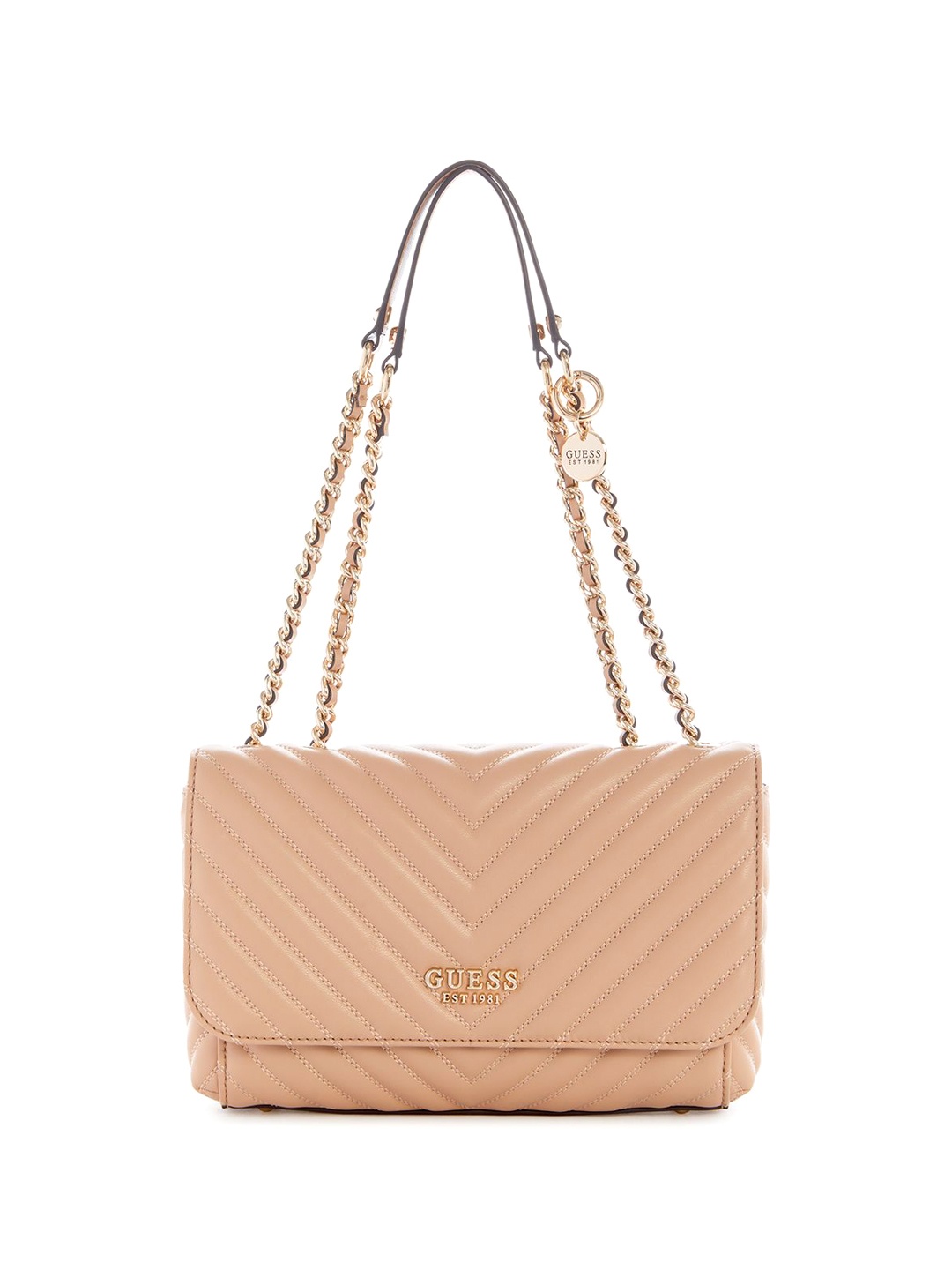 

GUESS Textured PU Shopper Shoulder Bag with Tasselled, Beige