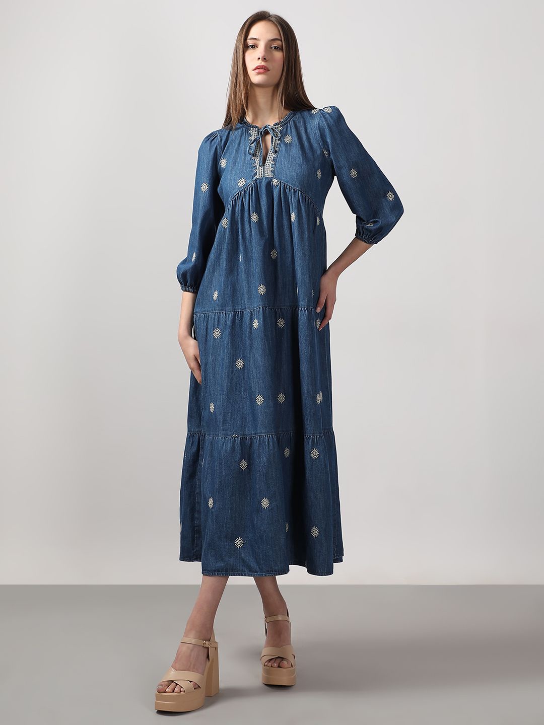 

Vero Moda Bishop Sleeve Fit & Flare Maxi Dress, Blue