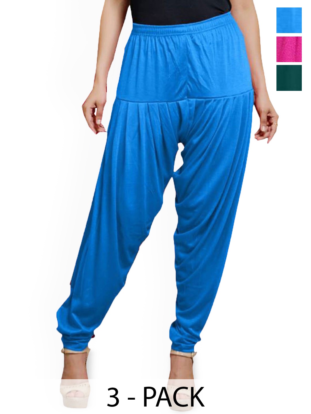 

AFRA GARMENTS Women Pack Of 3 Mid-Rise Loose-Fit Patiala, Green