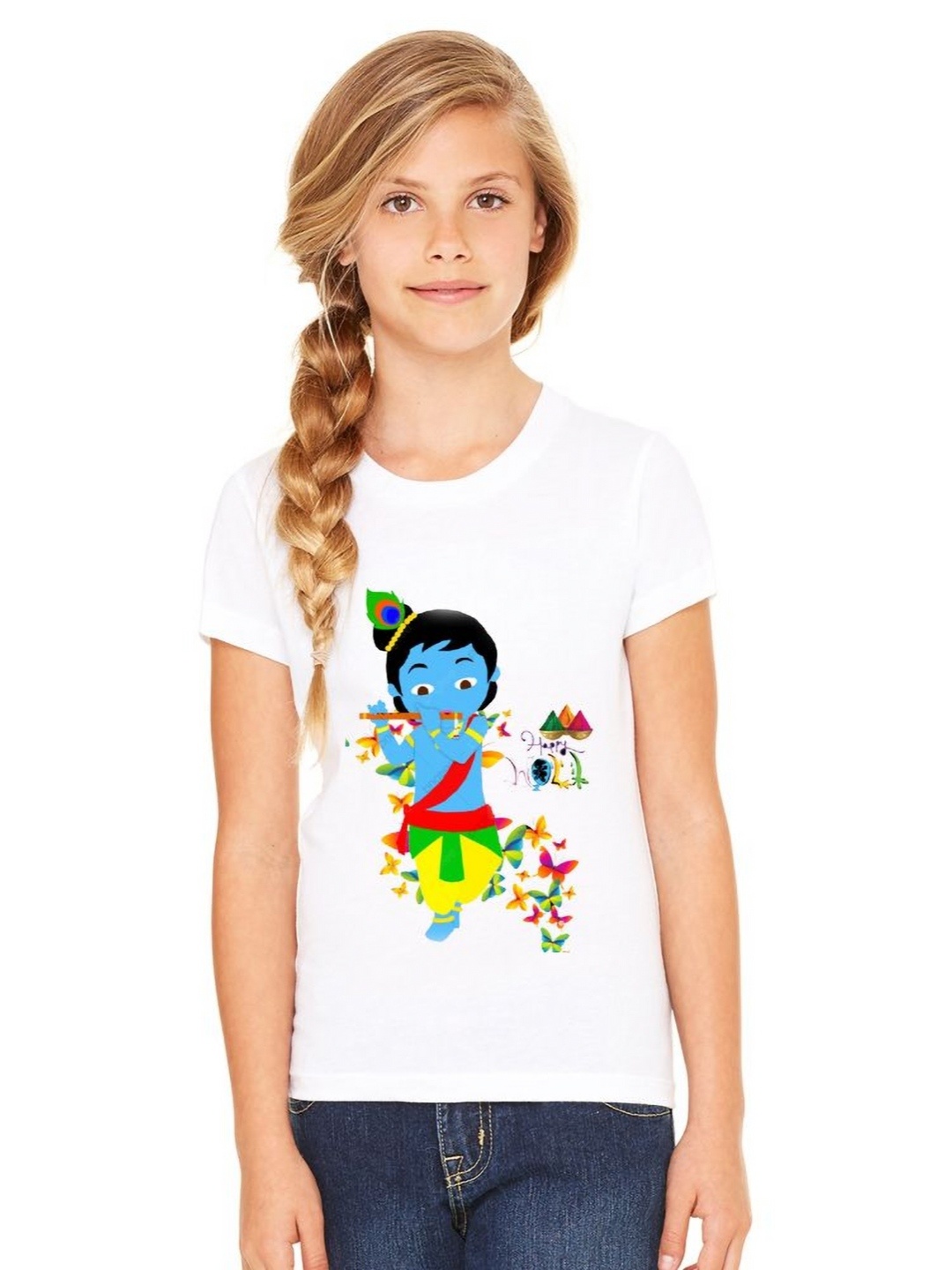 

SHUBHAM DESIGNER GALLERY Girls Graphic Printed Round Neck T-shirt, White