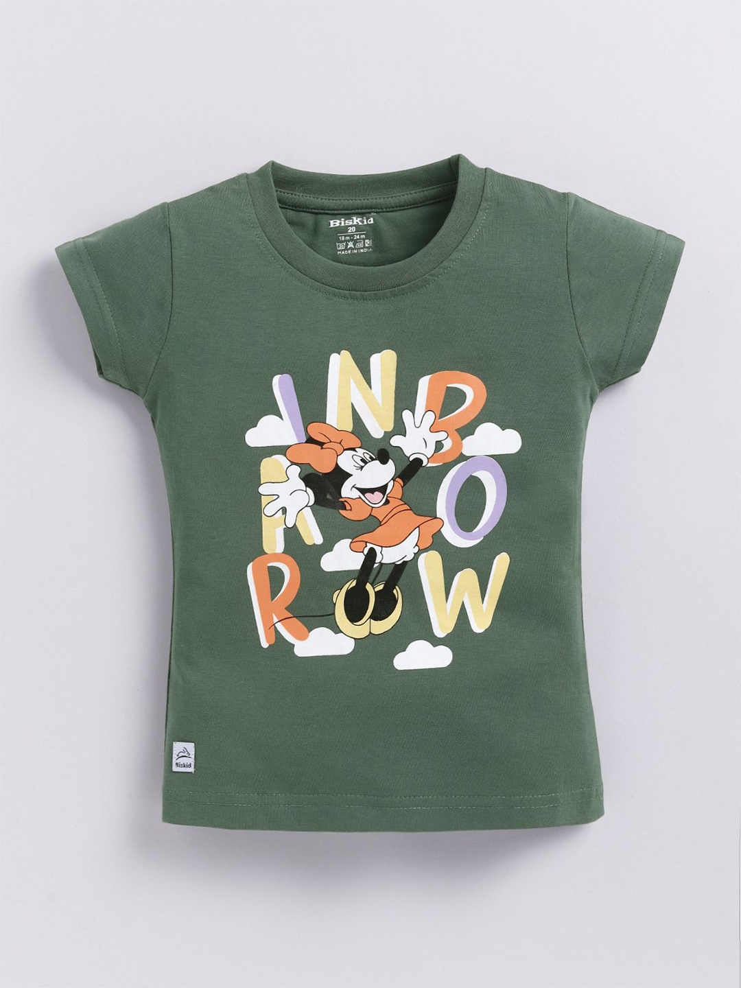 

Annie Girls Printed Cotton Round Neck Top, Green