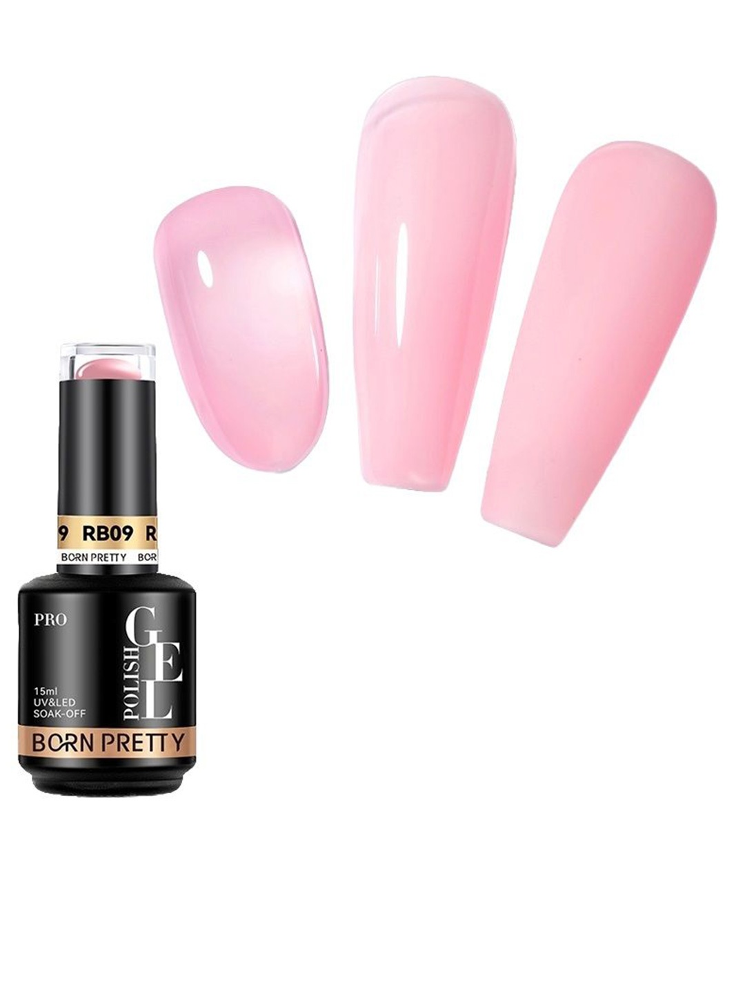 

BORN PRETTY Pro Rubber Base Long Wearing UV Gel Nail Polish - 15 ml - RB09, Pink