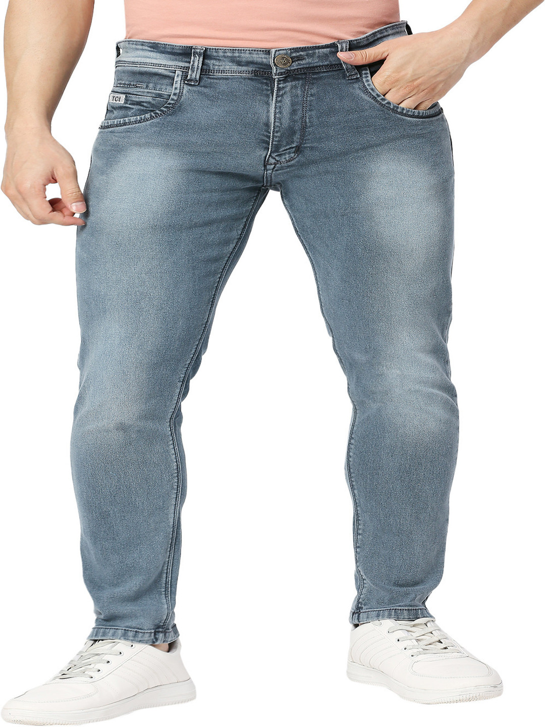 

TCI Men Slim Fit Heavy Fade Mid-Rise Jeans, Grey