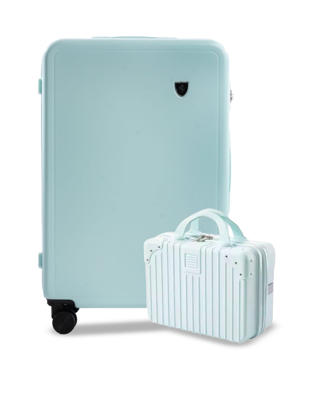 

PYB Comrade Textured Hard-Sided Trolley Bag With Vanity Bag, Blue