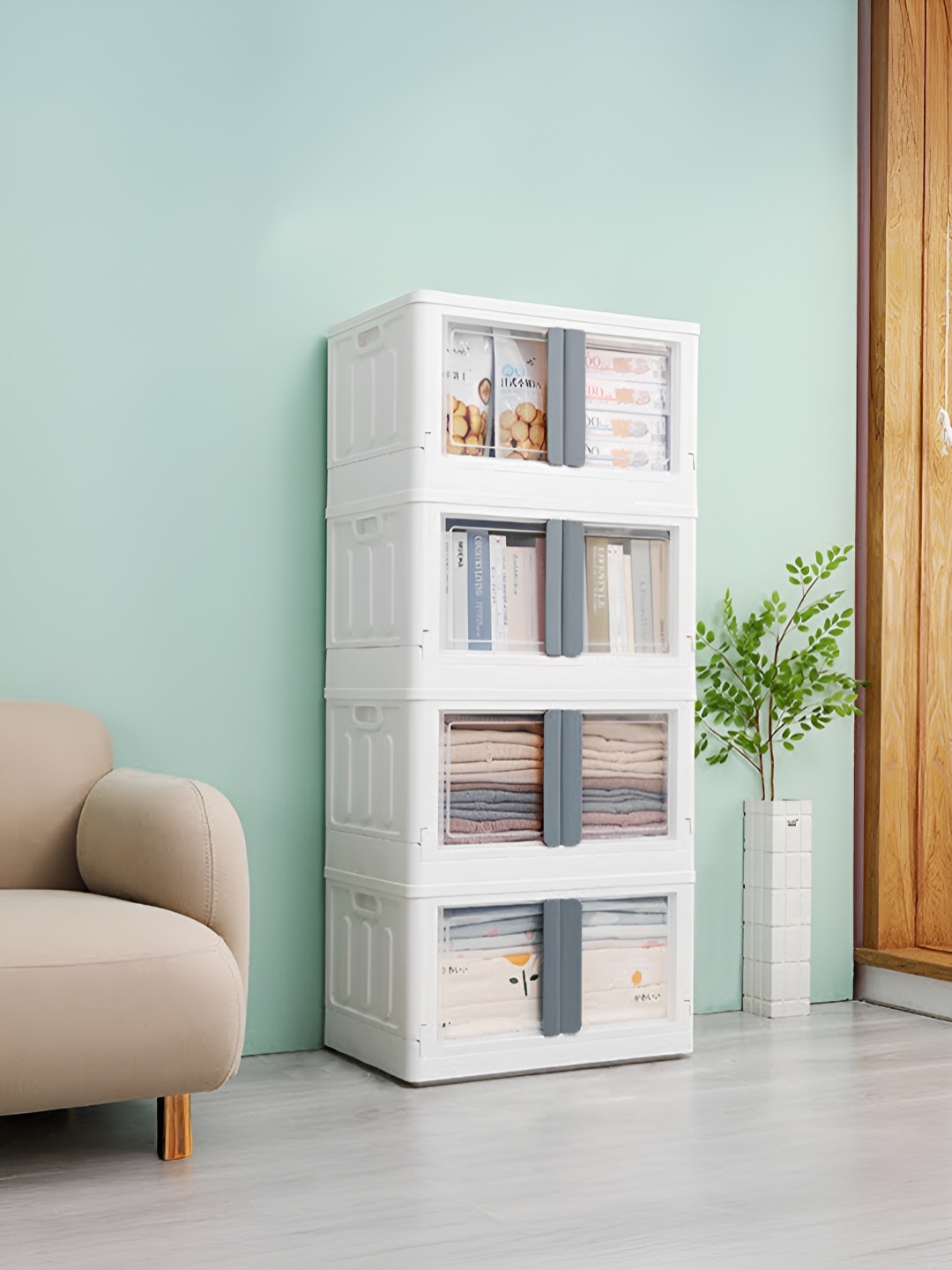 

UPC Grey & White 4 pieces Storage Cube - Multi-Purpose Space-Saving Organizers