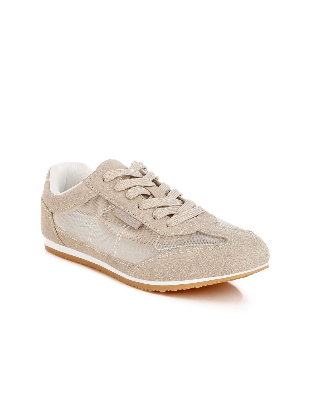 

RAG & CO Women Microfiber & Mesh Lace-Ups Sneakers, Beige