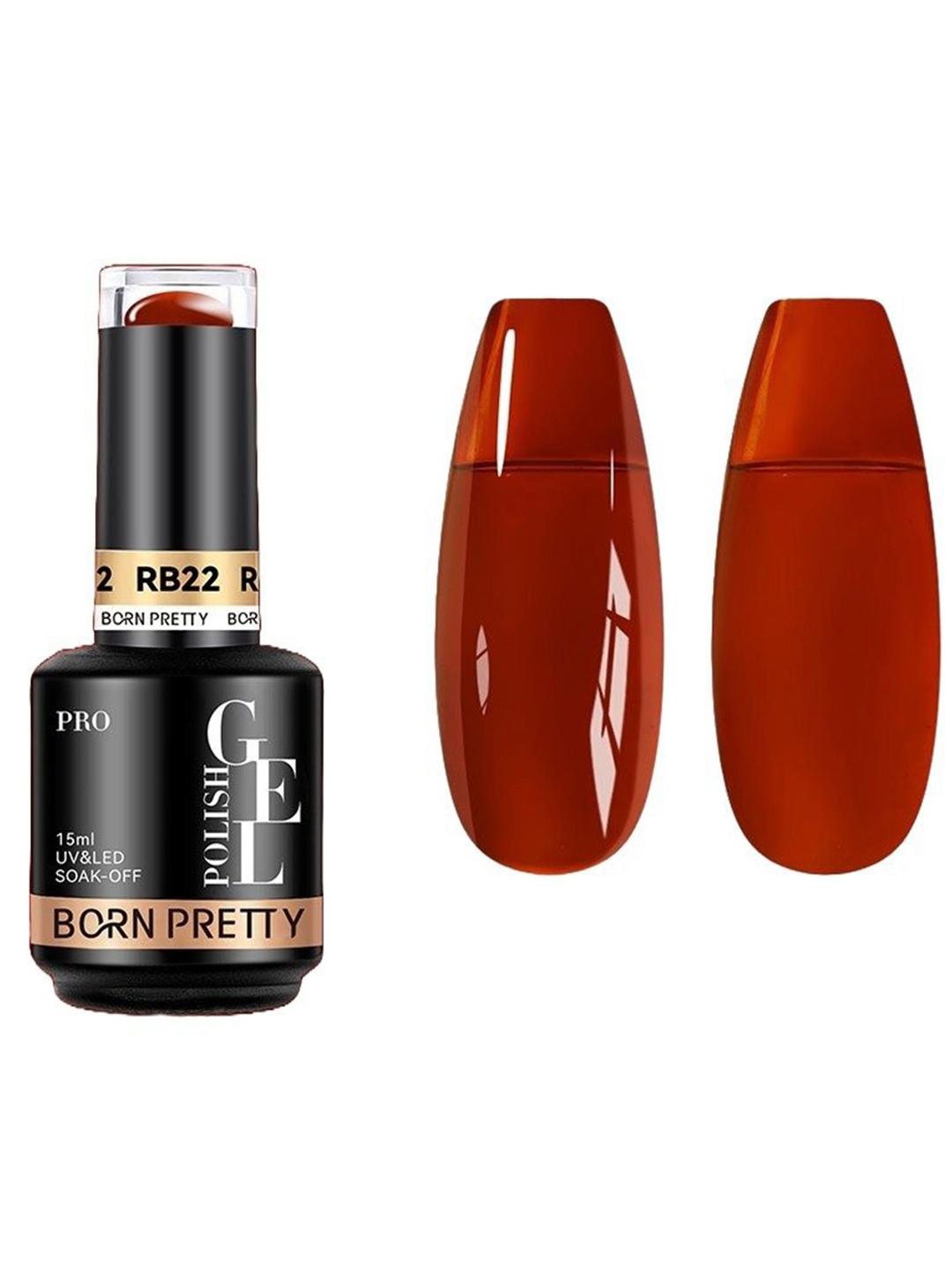 

BORN PRETTY Pro Rubber Base Long Wearing UV Gel Nail Polish - 15 ml - RB22, Red