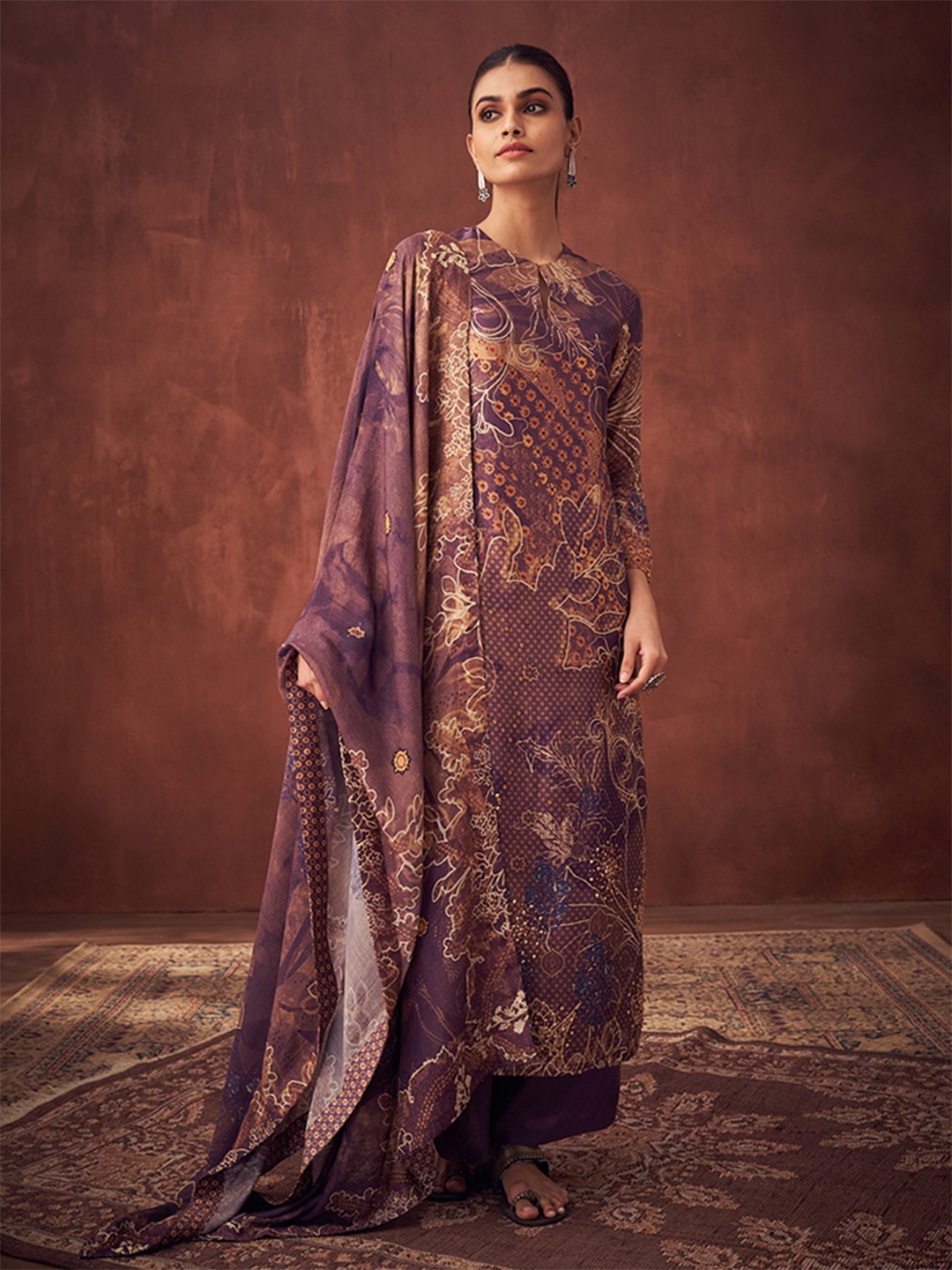 

SAUNDH Unstitched Dress Material, Purple