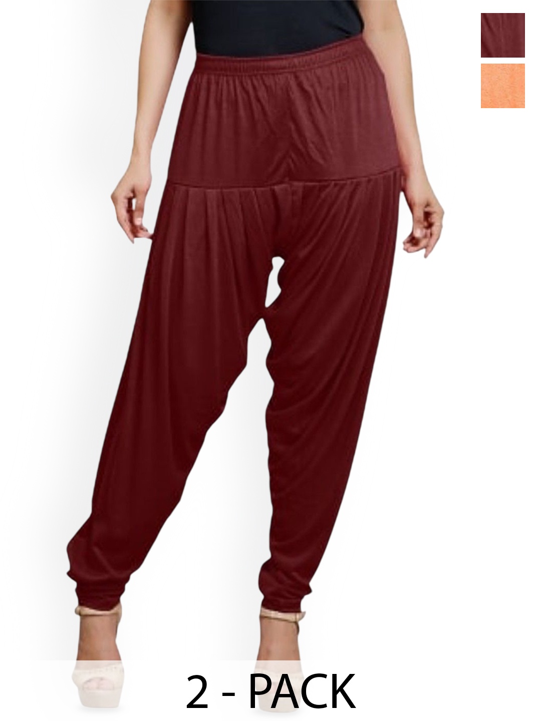

AFRA GARMENTS Women Pack Of 2 Loose-Fit Patiala, Maroon