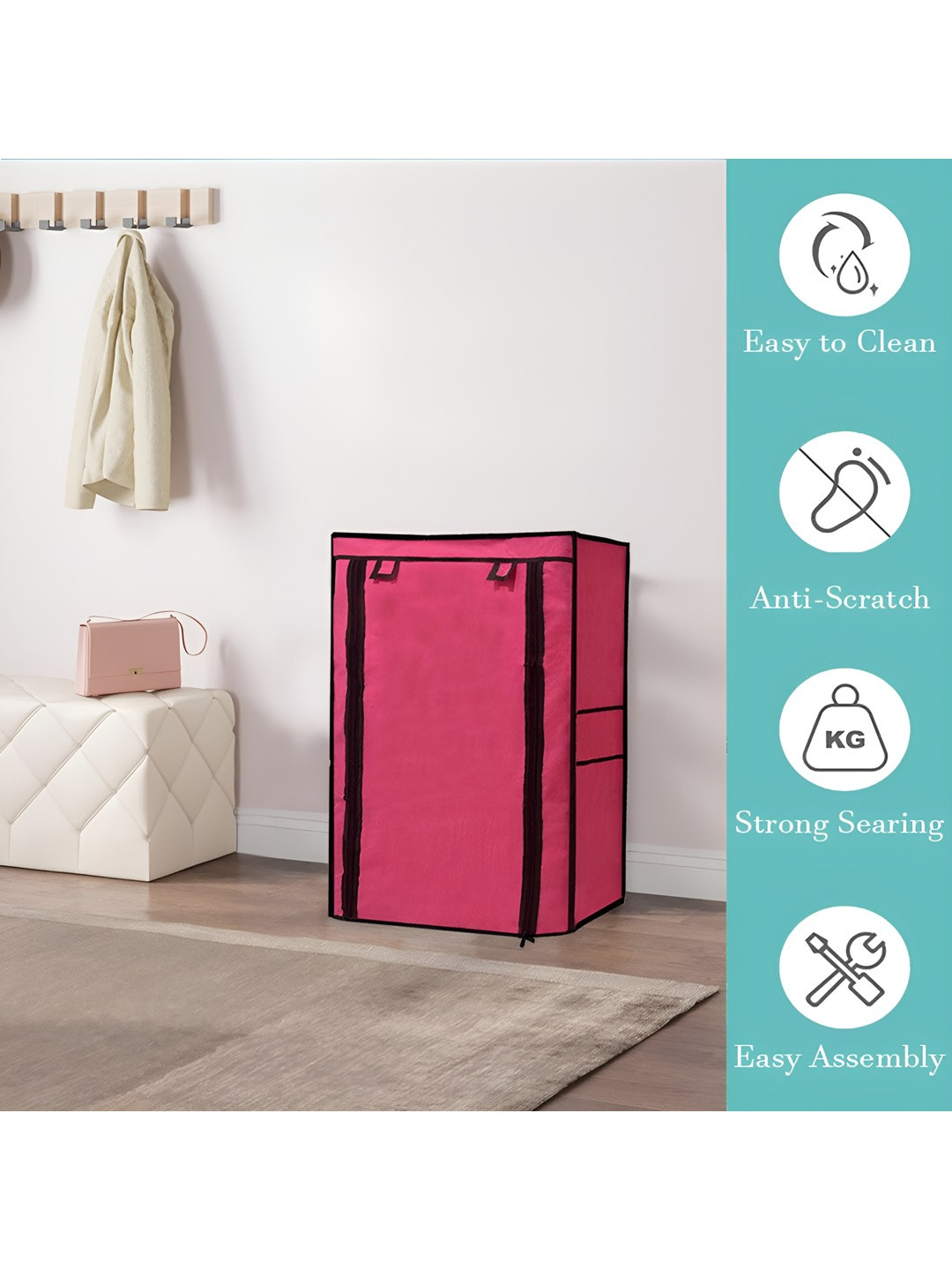 

Urban Choice Pink & Black 4-Layers Water Resistant Shoe Rack Cover