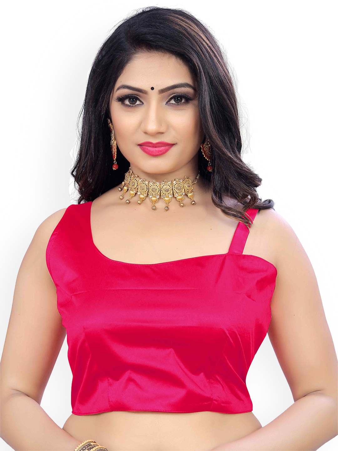 

HERE&NOW One-Shoulder Saree Blouse, Pink