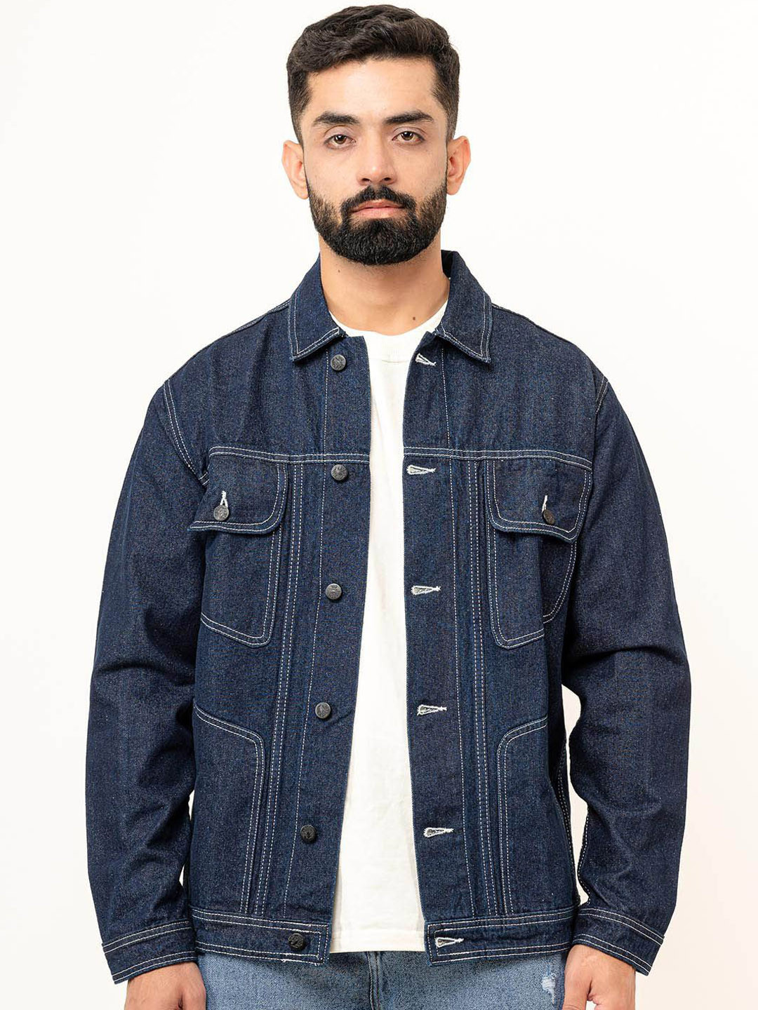 

Tistabene Men Spread Collar Solid Denim Casual Lightweight Denim Jacket, Blue